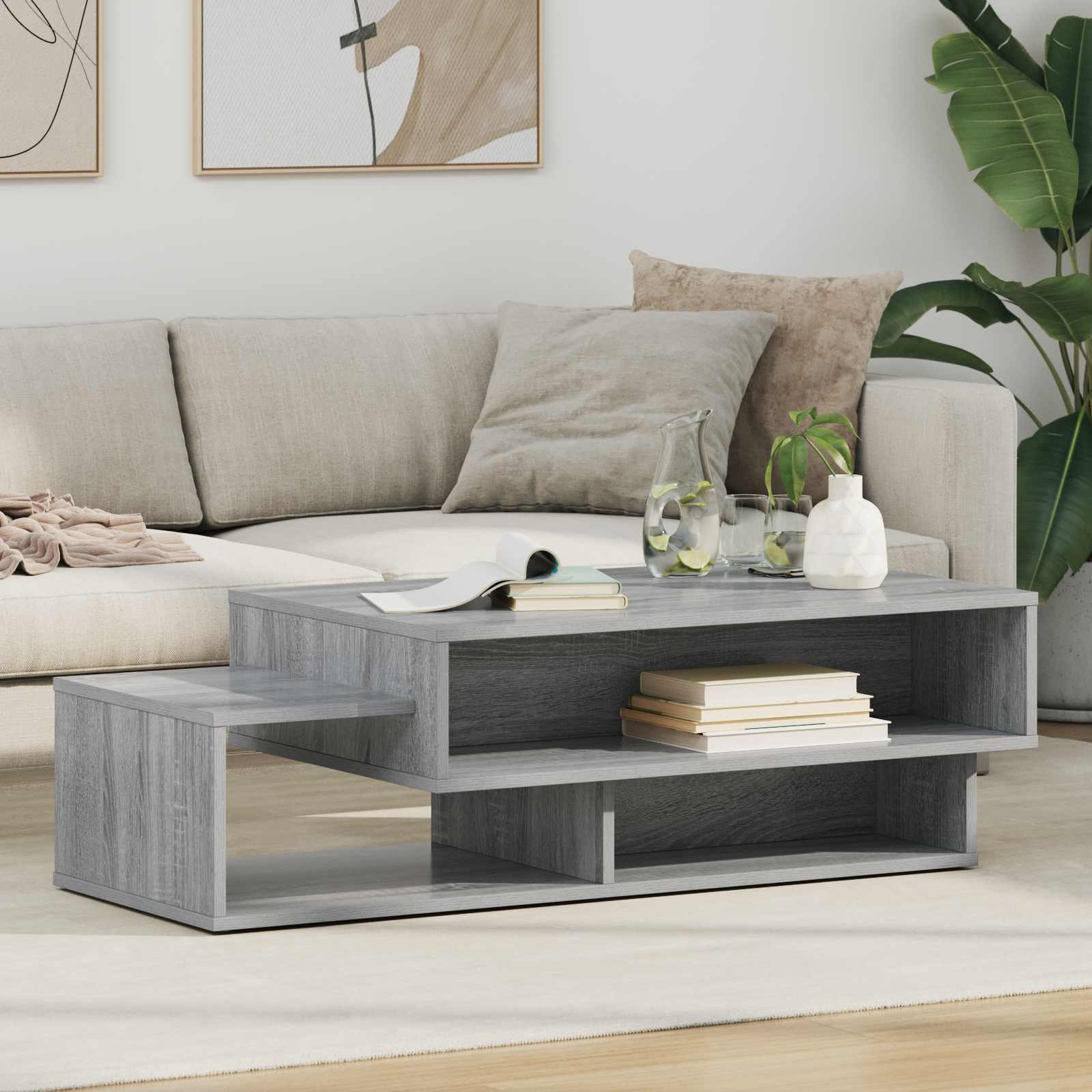 Salontafel Grijs Sonoma 105 x 50 x 32,5 cm Bewerkt hout is nu te koop bij PeponiXL, paradijselijk wonen!
