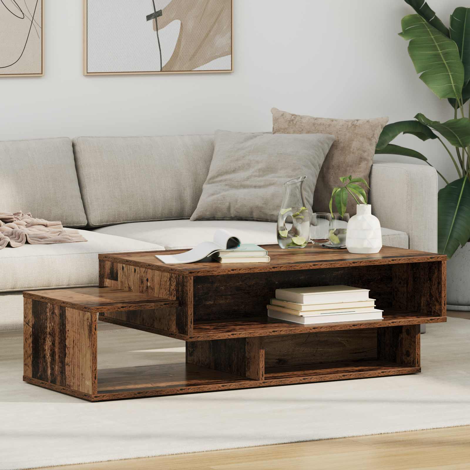 Salontafel Oudhout 105 x 50 x 32,5 cm Bewerkt hout is nu te koop bij PeponiXL, paradijselijk wonen!