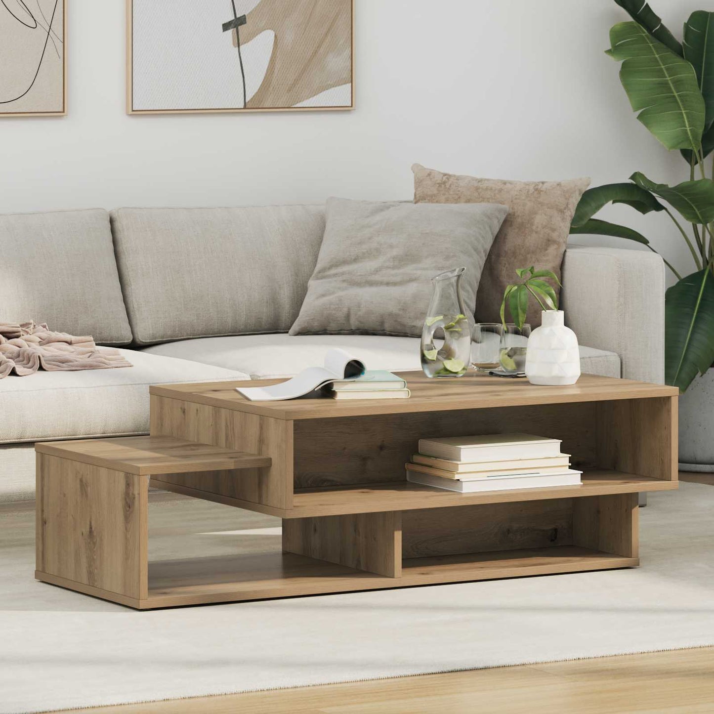 Salontafel Artisan Eiken 105 x 50 x 32,5 cm Bewerkt hout is nu te koop bij PeponiXL, paradijselijk wonen!