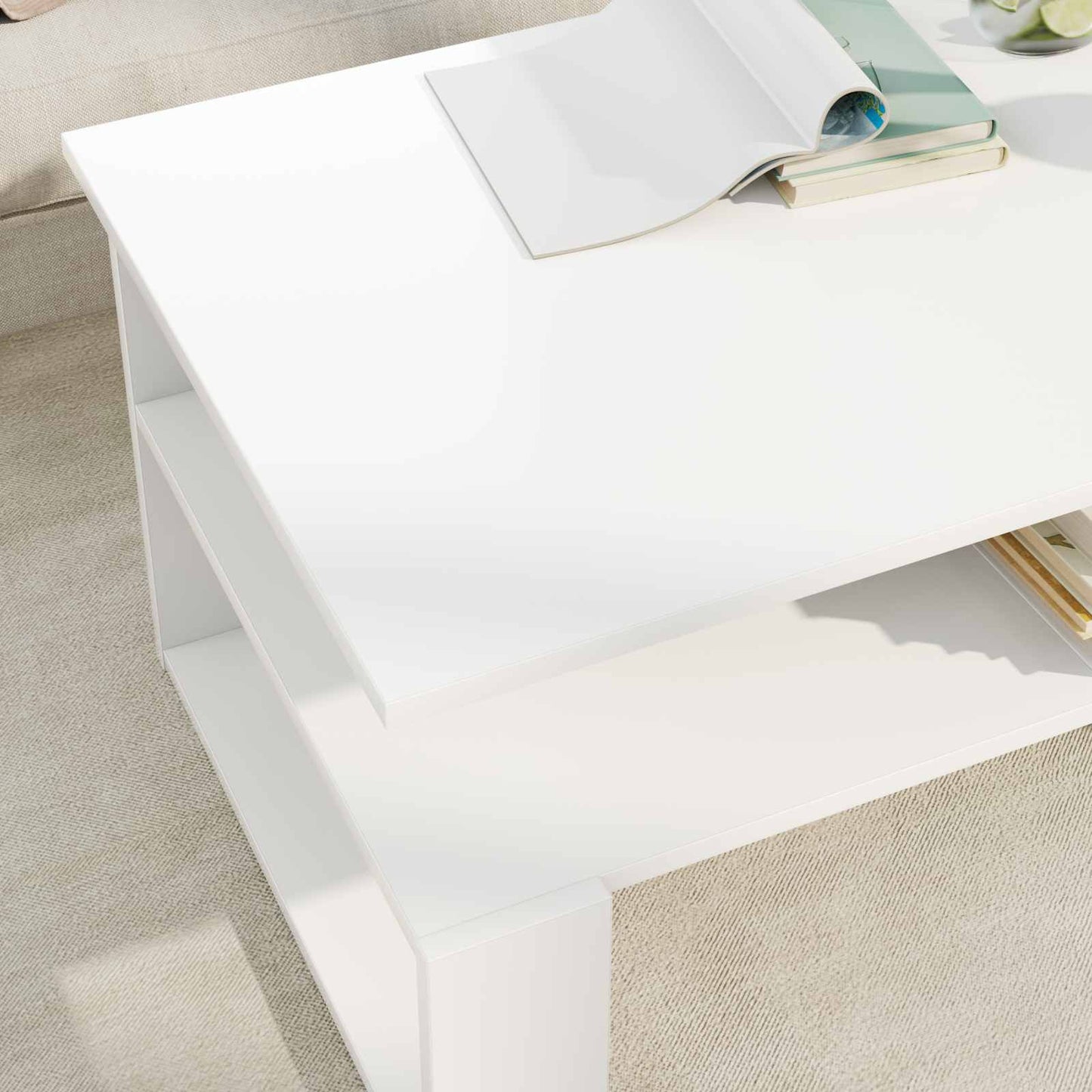 Salontafel Wit 90 x 50 x 40 cm Bewerkt hout is nu te koop bij PeponiXL, paradijselijk wonen!