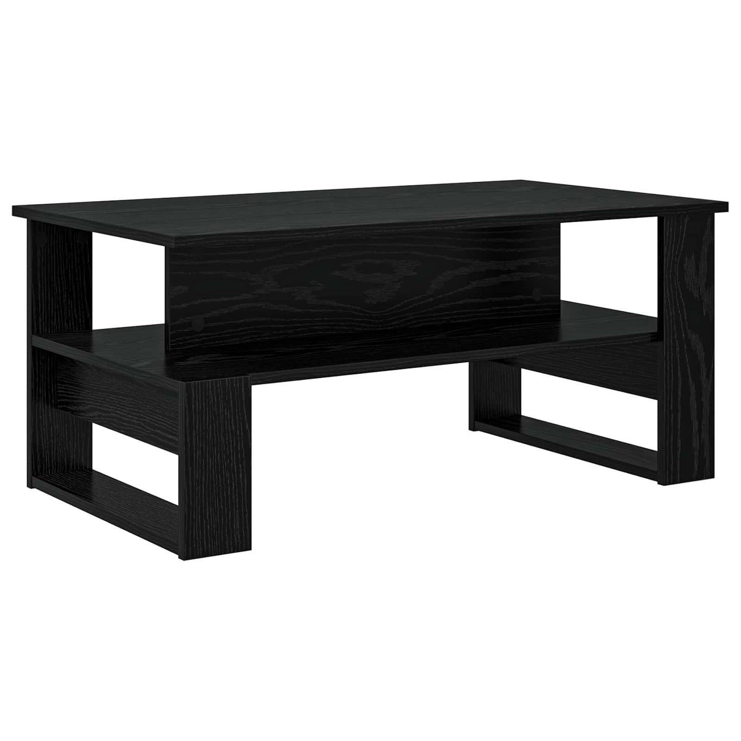 Salontafel Zwart Eiken 90 x 50 x 40 cm Bewerkt hout is nu te koop bij PeponiXL, paradijselijk wonen!