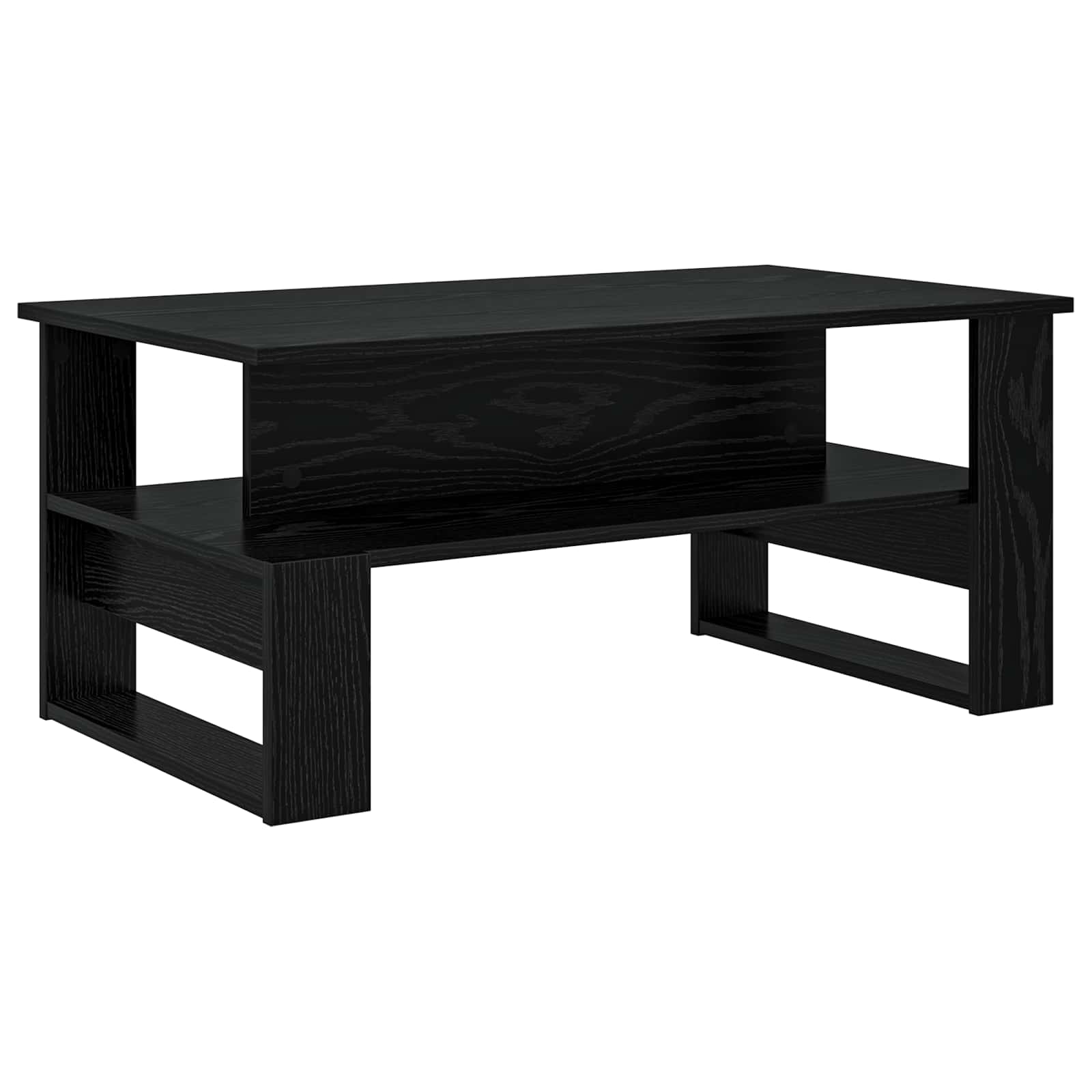 Salontafel Zwart Eiken 90 x 50 x 40 cm Bewerkt hout is nu te koop bij PeponiXL, paradijselijk wonen!