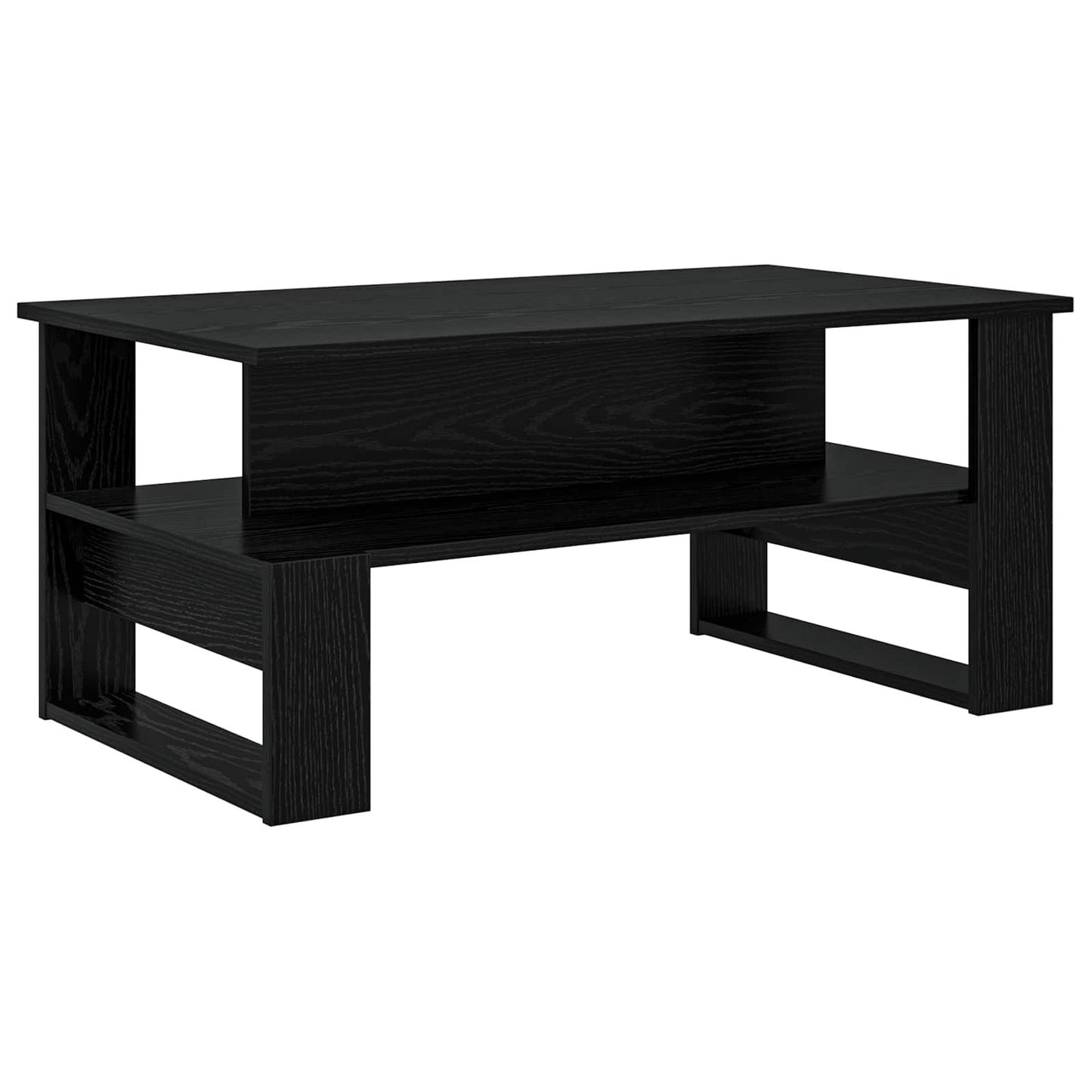 Salontafel Zwart Eiken 90 x 50 x 40 cm Bewerkt hout is nu te koop bij PeponiXL, paradijselijk wonen!