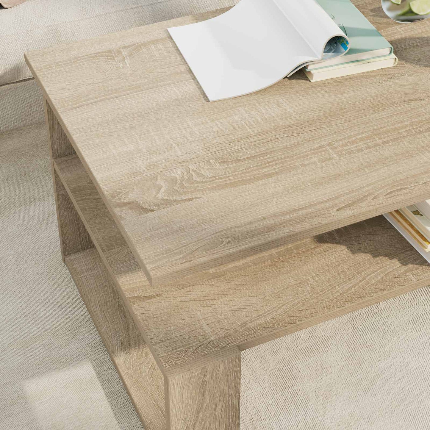 Salontafel Sonoma Eiken 90 x 50 x 40 cm Bewerkt hout is nu te koop bij PeponiXL, paradijselijk wonen!