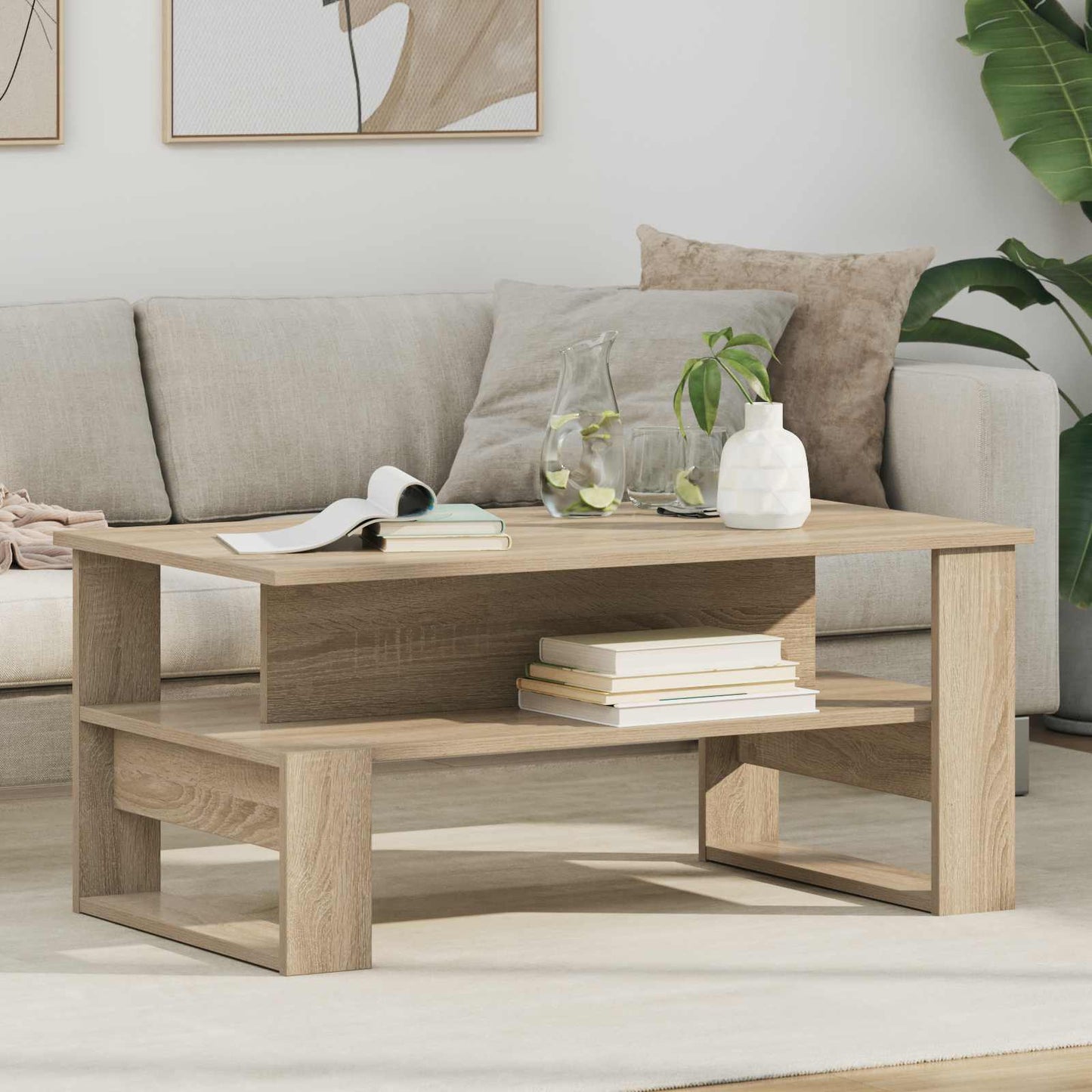 Salontafel Sonoma Eiken 90 x 50 x 40 cm Bewerkt hout is nu te koop bij PeponiXL, paradijselijk wonen!