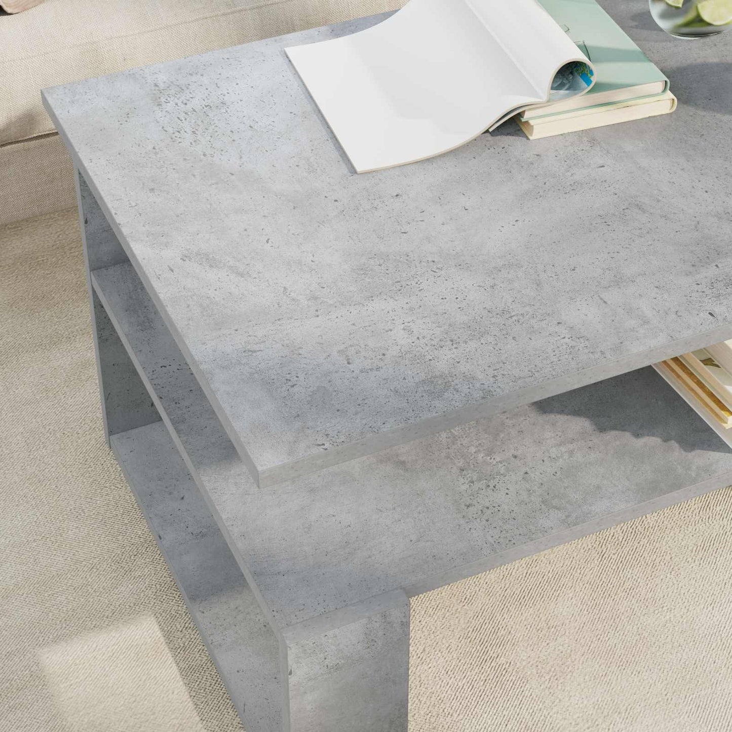 Salontafel Beton Grijs 90 x 50 x 40 cm Bewerkt hout is nu te koop bij PeponiXL, paradijselijk wonen!