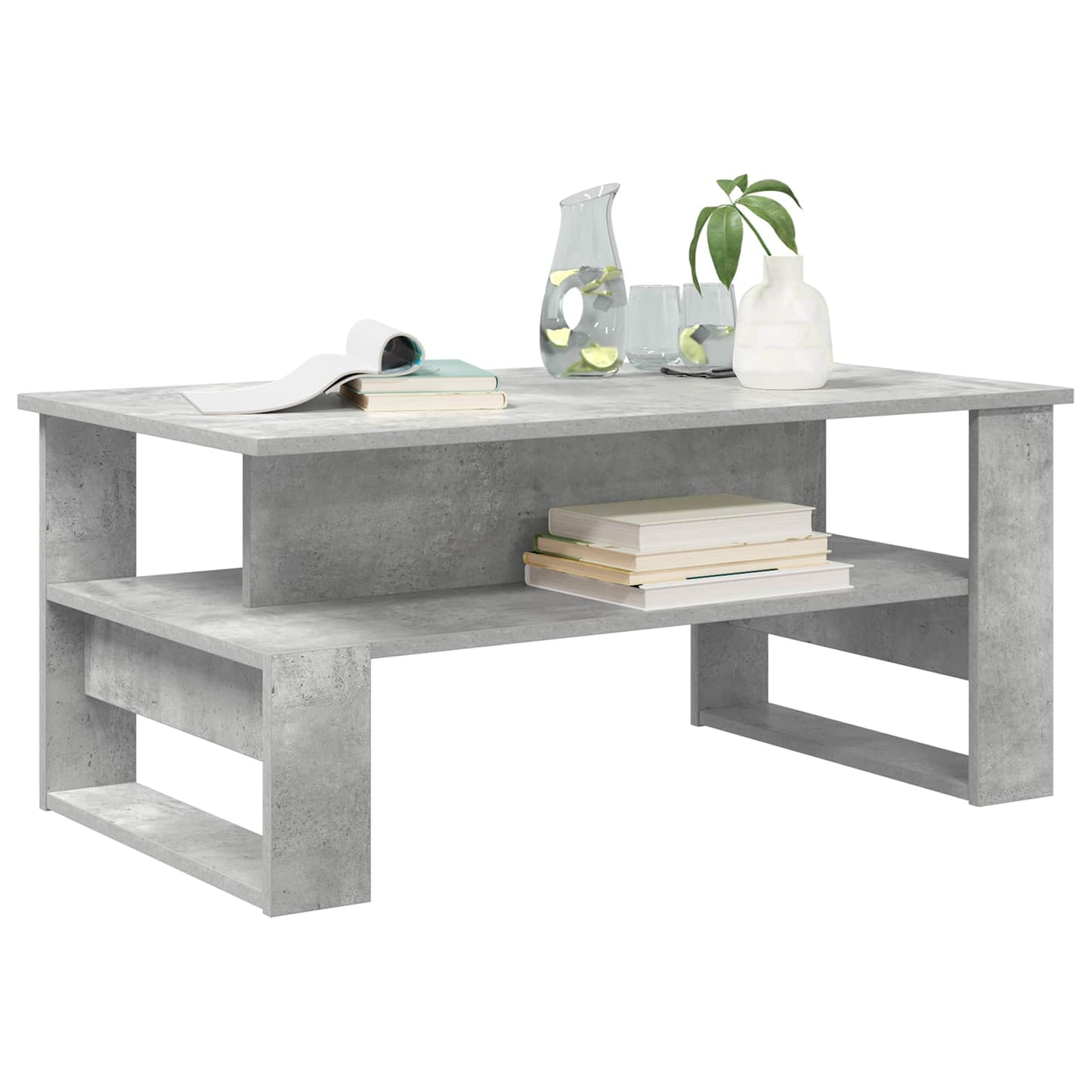 Salontafel Beton Grijs 90 x 50 x 40 cm Bewerkt hout is nu te koop bij PeponiXL, paradijselijk wonen!