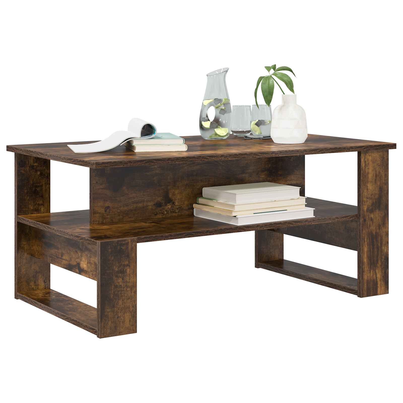Salontafel Gerookt eiken 90 x 50 x 40 cm Bewerkt hout is nu te koop bij PeponiXL, paradijselijk wonen!
