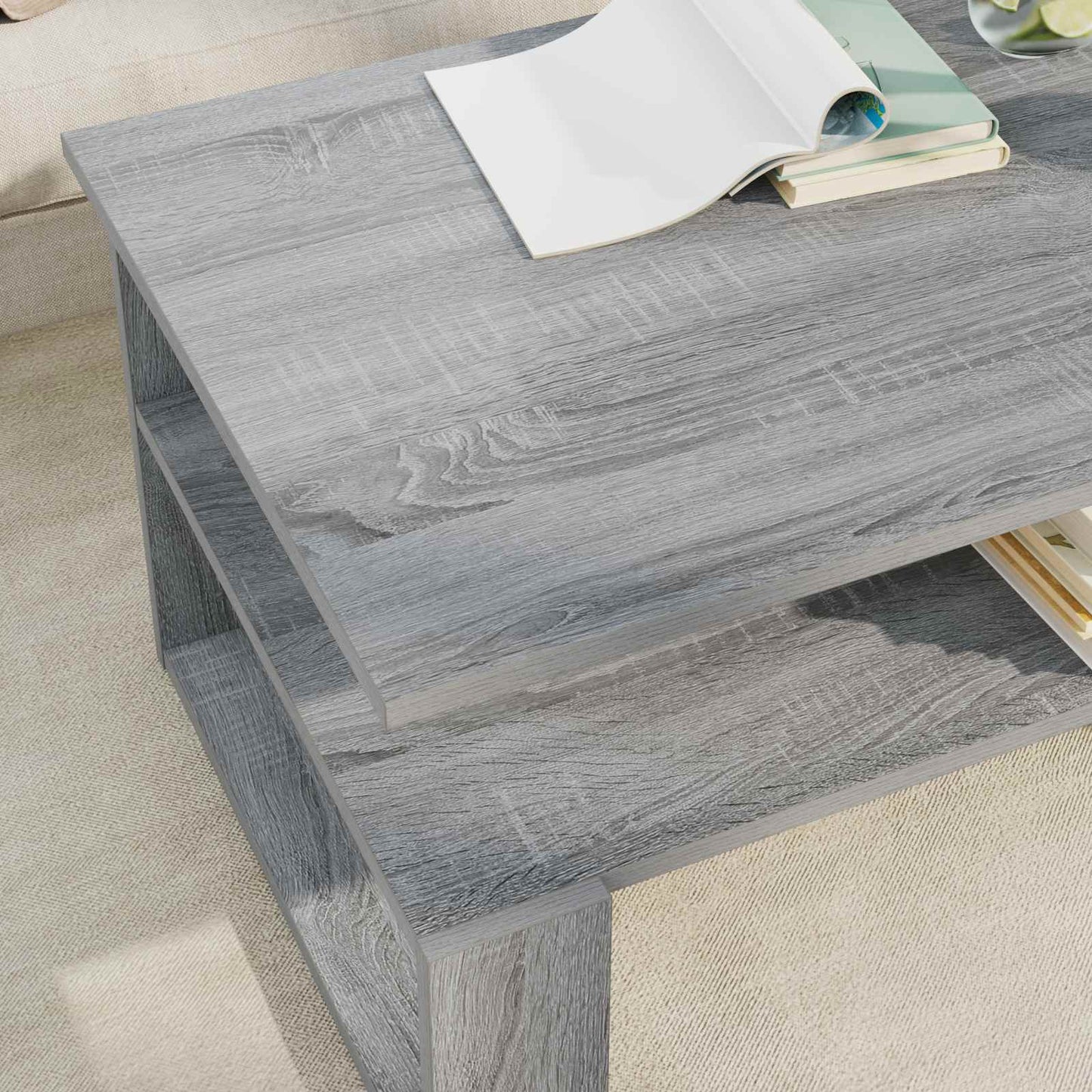 Salontafel Grijs Sonoma 90 x 50 x 40 cm Bewerkt hout is nu te koop bij PeponiXL, paradijselijk wonen!