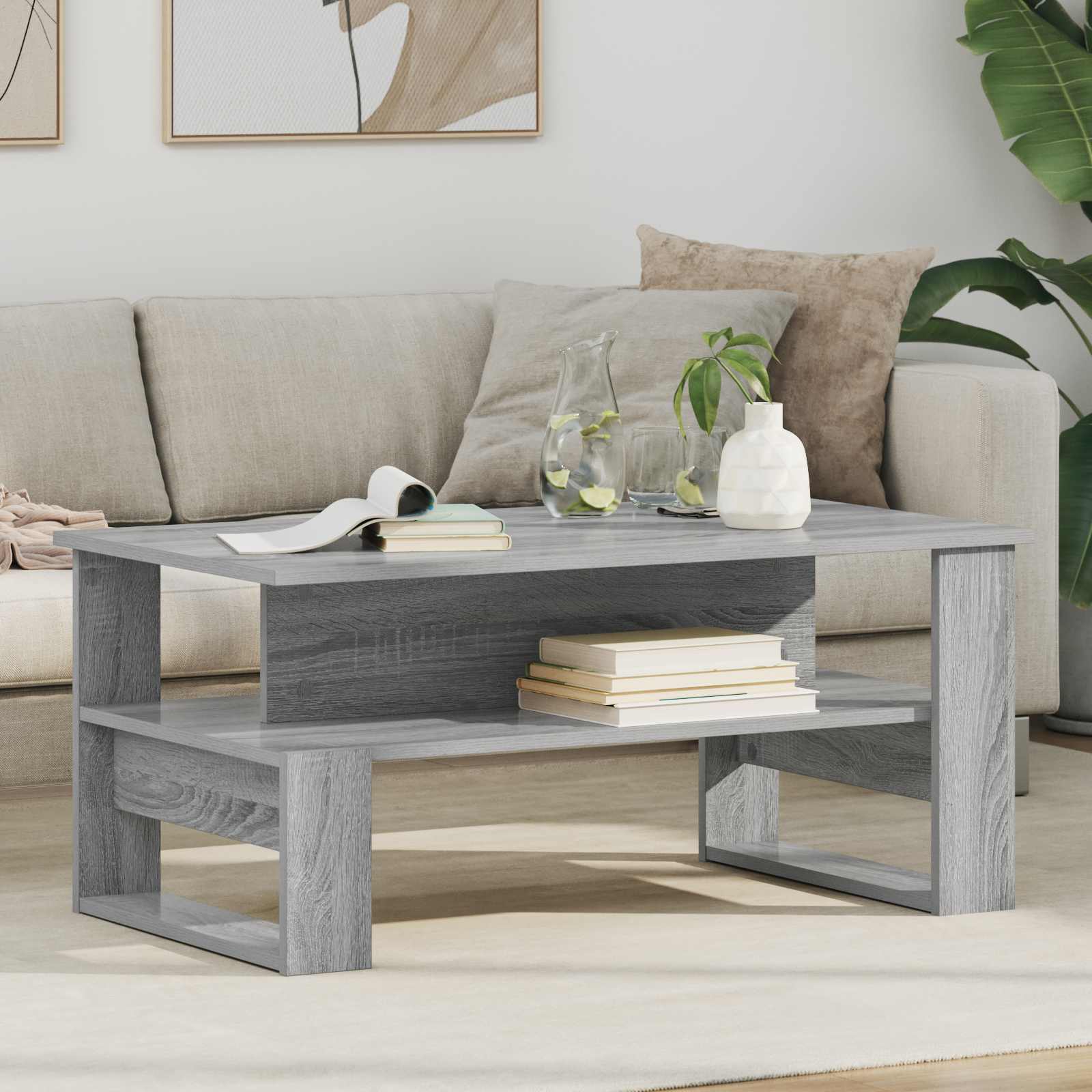 Salontafel Grijs Sonoma 90 x 50 x 40 cm Bewerkt hout is nu te koop bij PeponiXL, paradijselijk wonen!