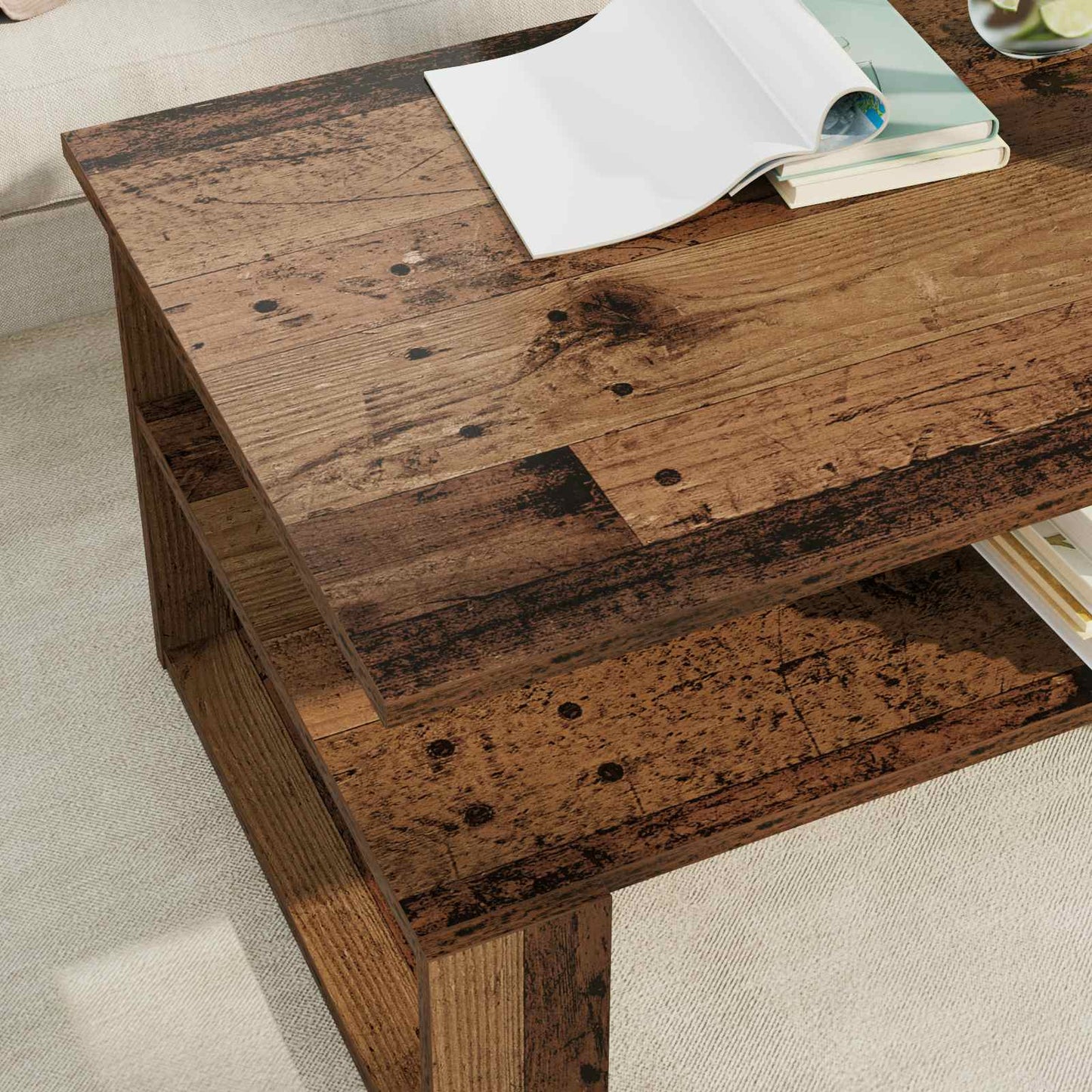 Salontafel Oudhout 90 x 50 x 40 cm Bewerkt hout is nu te koop bij PeponiXL, paradijselijk wonen!