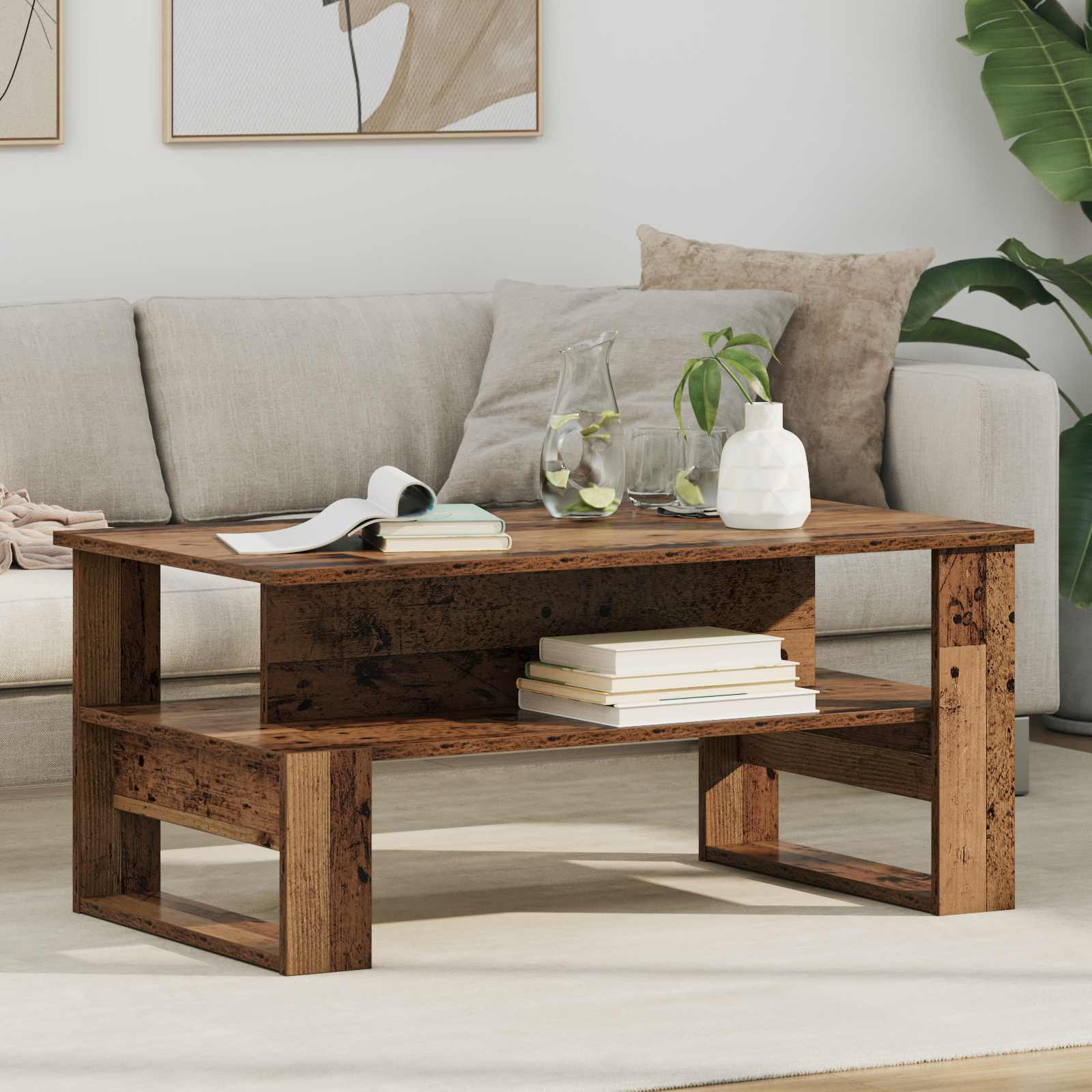 Salontafel Oudhout 90 x 50 x 40 cm Bewerkt hout is nu te koop bij PeponiXL, paradijselijk wonen!