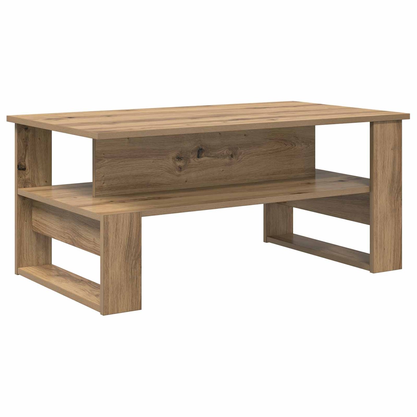 Salontafel Artisan Eiken 90 x 50 x 40 cm Bewerkt hout is nu te koop bij PeponiXL, paradijselijk wonen!
