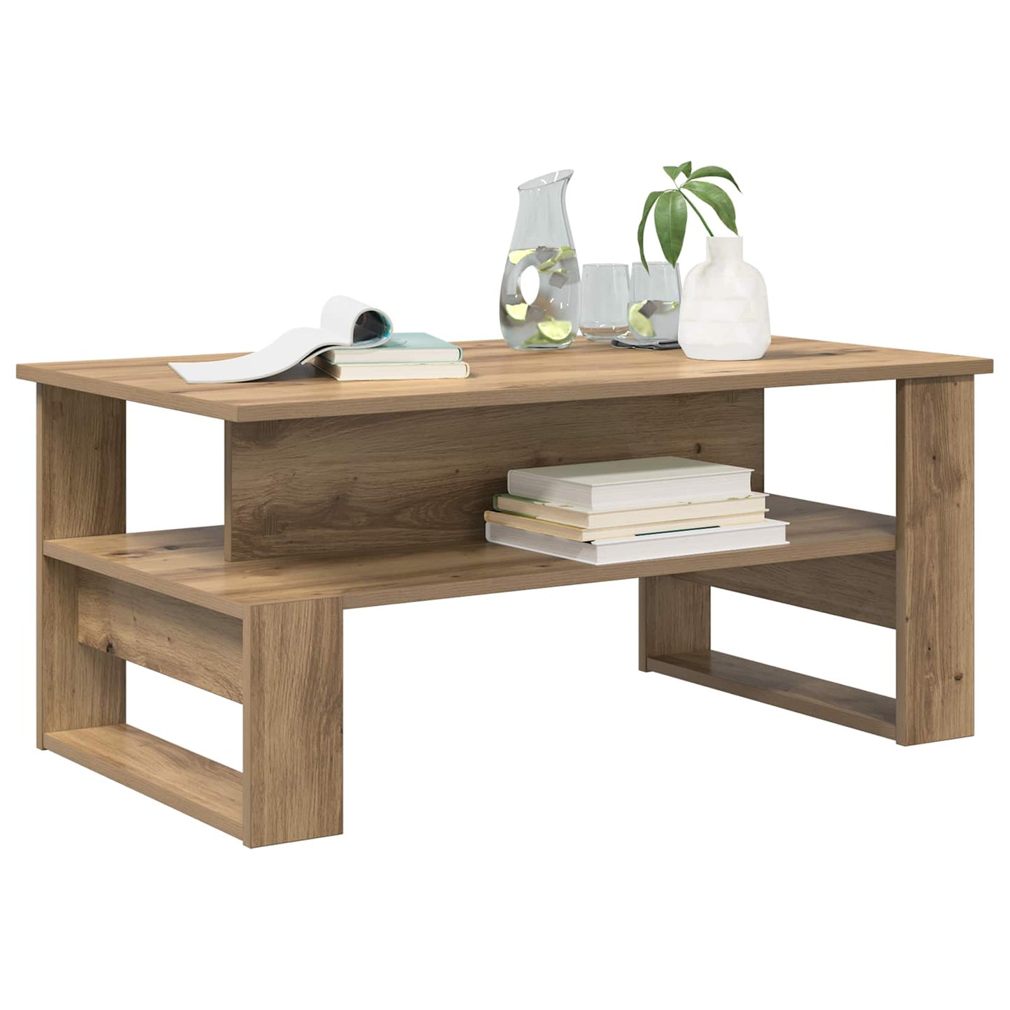 Salontafel Artisan Eiken 90 x 50 x 40 cm Bewerkt hout is nu te koop bij PeponiXL, paradijselijk wonen!