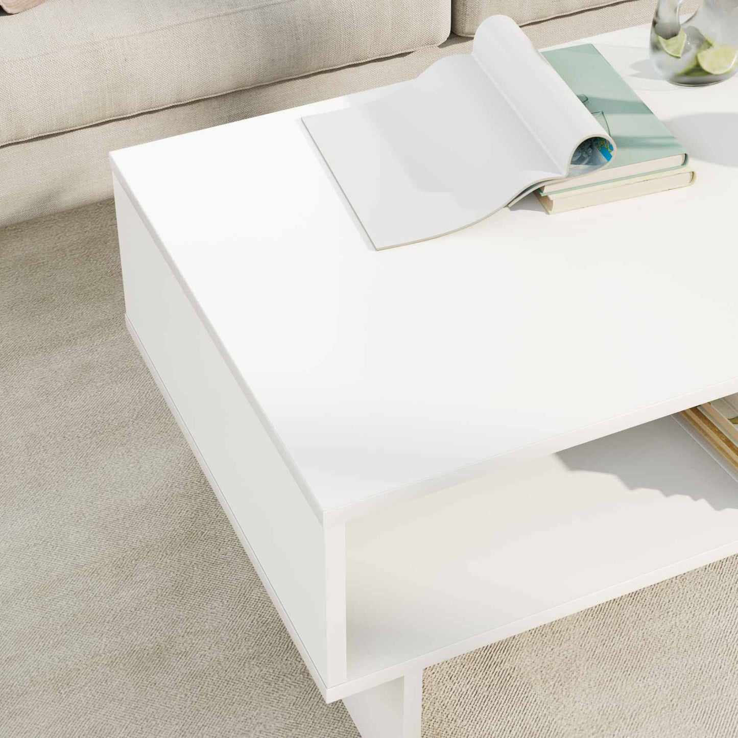 Salontafel Wit 80 x 46 x 35 cm Bewerkt hout is nu te koop bij PeponiXL, paradijselijk wonen!