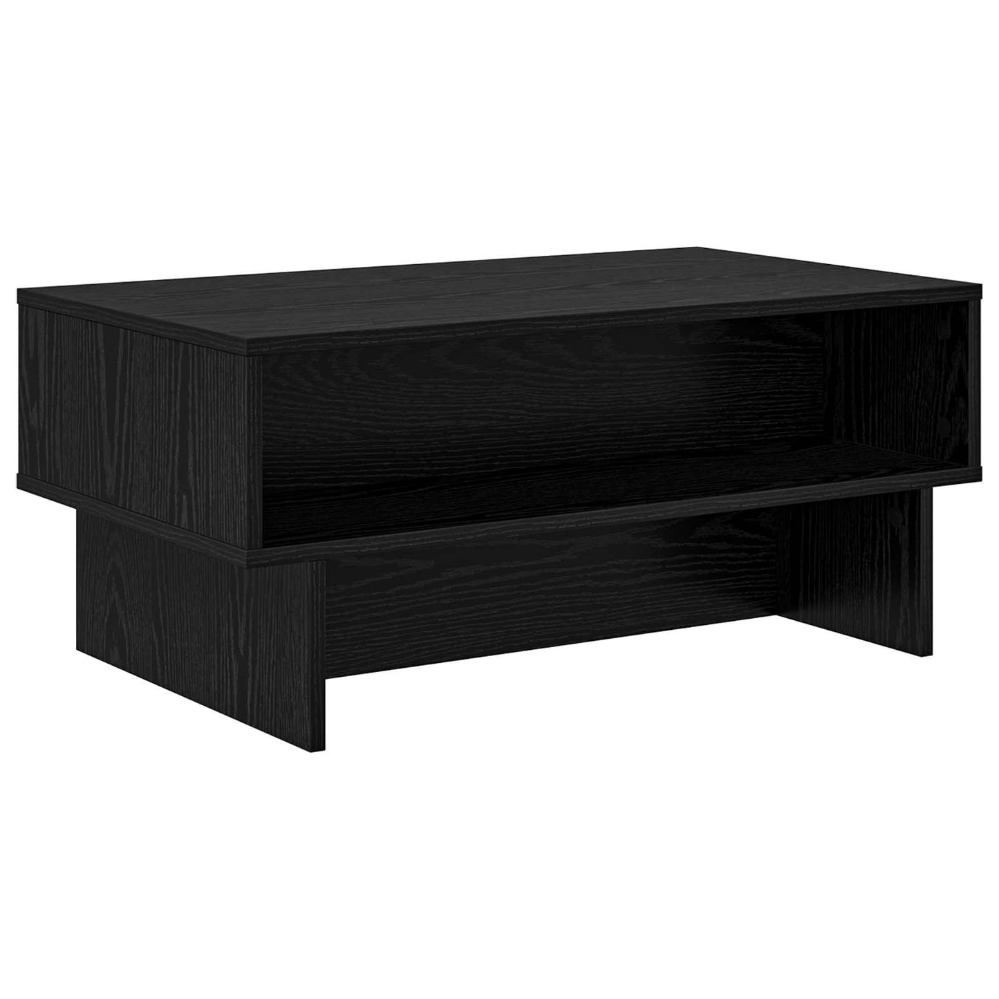 Salontafel Zwart Eiken 80 x 46 x 35 cm Bewerkt hout is nu te koop bij PeponiXL, paradijselijk wonen!