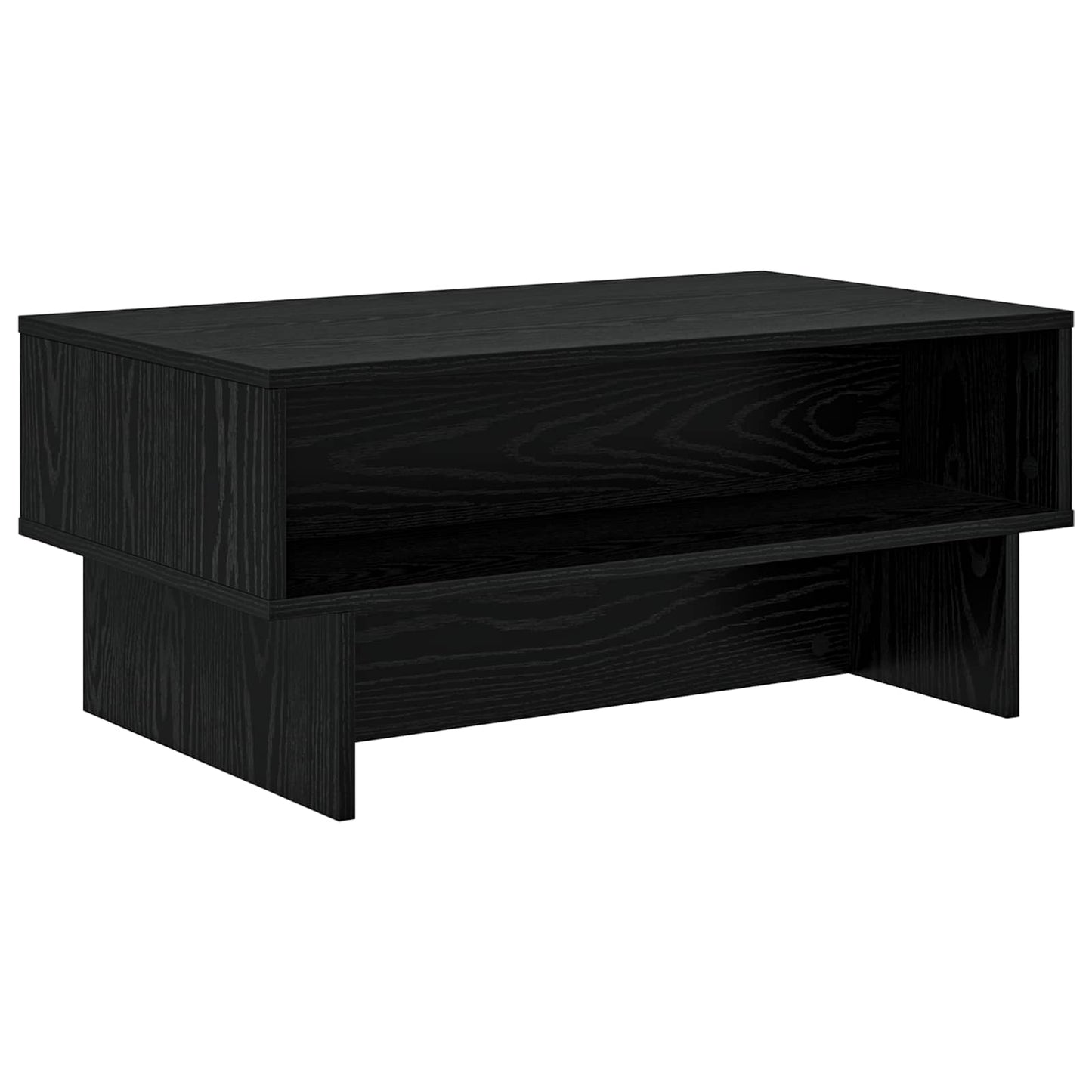 Salontafel Zwart Eiken 80 x 46 x 35 cm Bewerkt hout is nu te koop bij PeponiXL, paradijselijk wonen!