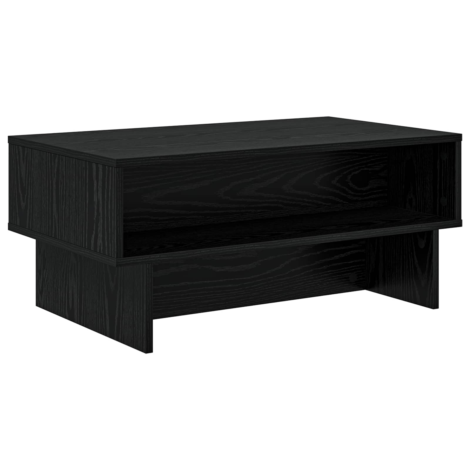 Salontafel Zwart Eiken 80 x 46 x 35 cm Bewerkt hout is nu te koop bij PeponiXL, paradijselijk wonen!