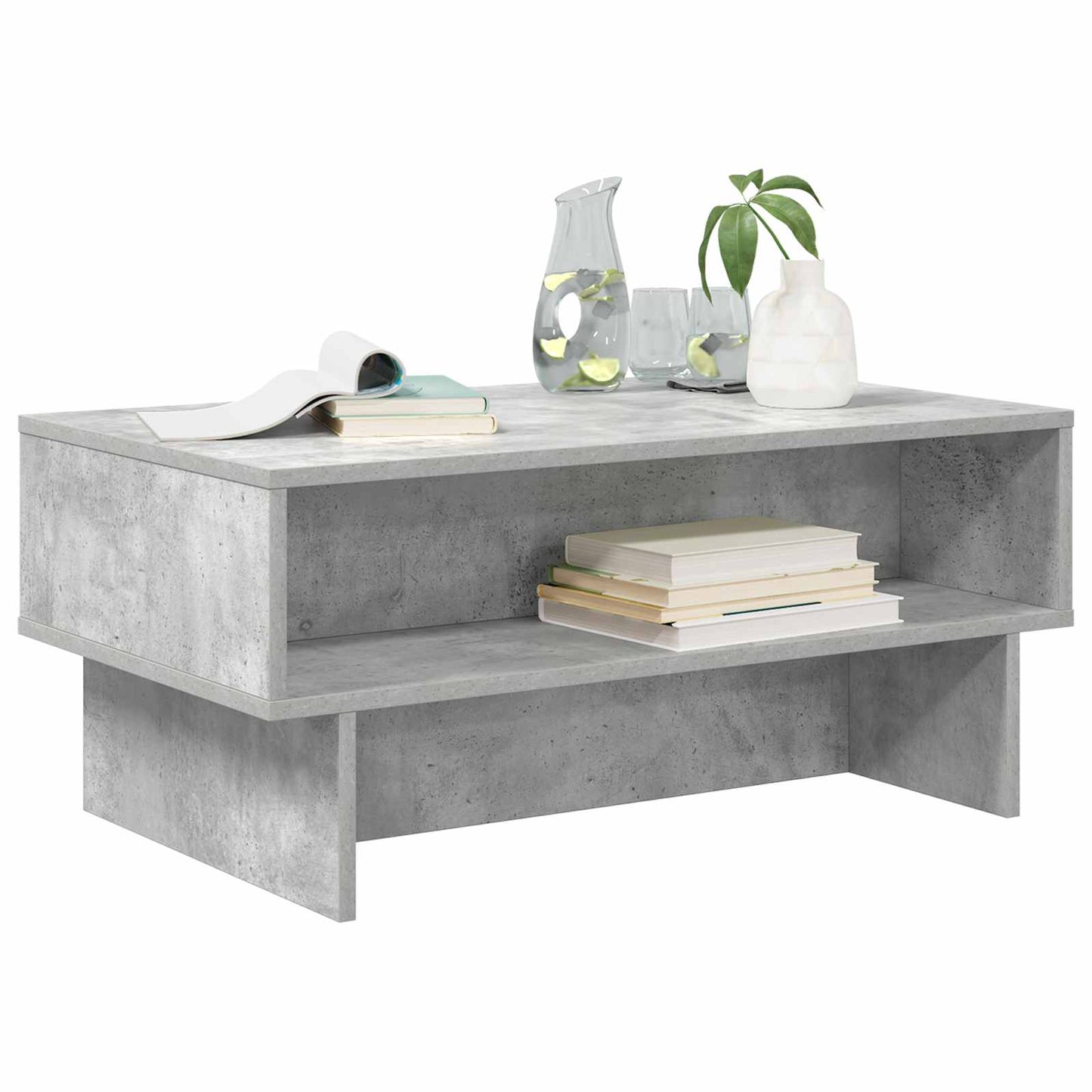 Salontafel Beton Grijs 80 x 46 x 35 cm Bewerkt hout is nu te koop bij PeponiXL, paradijselijk wonen!