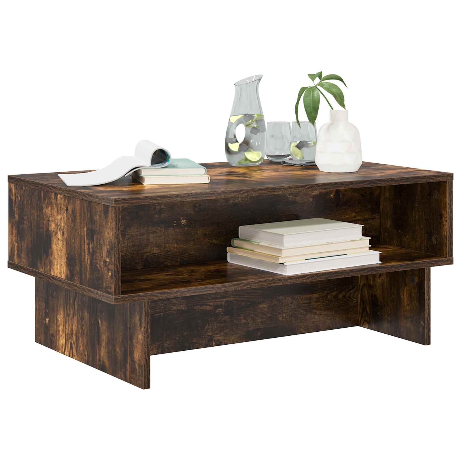 Salontafel Gerookt eiken 80 x 46 x 35 cm Bewerkt hout is nu te koop bij PeponiXL, paradijselijk wonen!