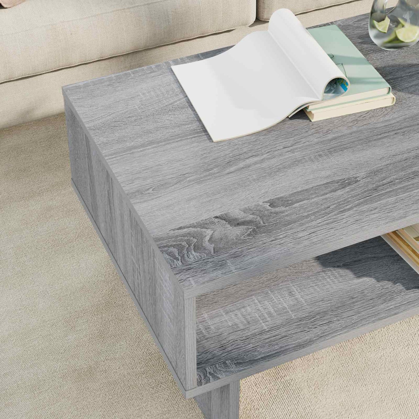 Salontafel Grijs Sonoma 80 x 46 x 35 cm Bewerkt hout is nu te koop bij PeponiXL, paradijselijk wonen!