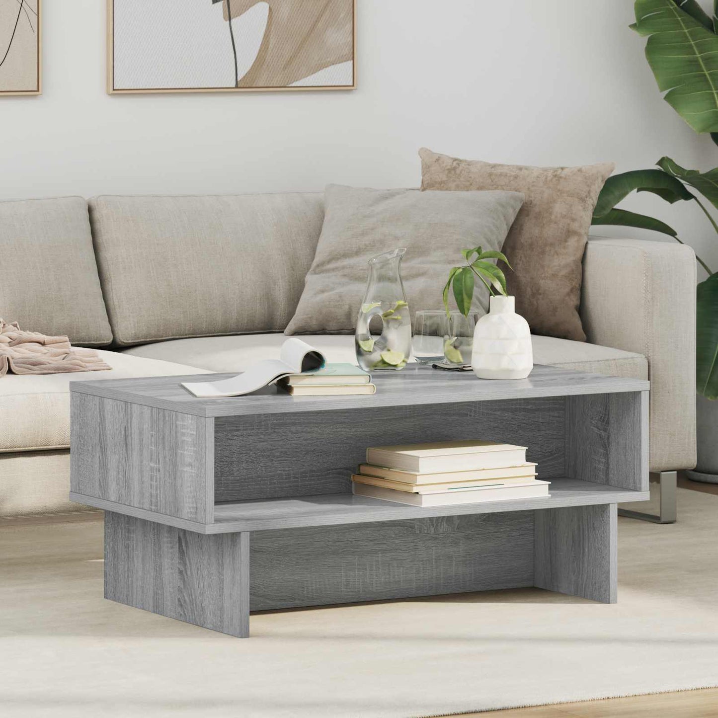 Salontafel Grijs Sonoma 80 x 46 x 35 cm Bewerkt hout is nu te koop bij PeponiXL, paradijselijk wonen!