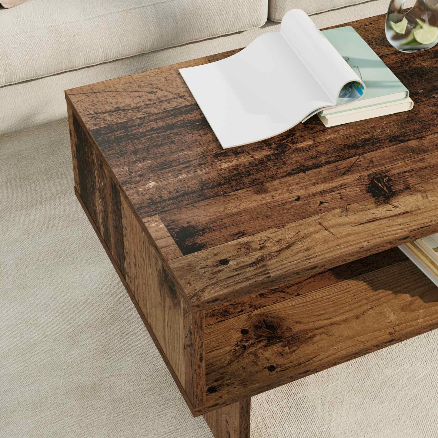 Salontafel Oudhout 80 x 46 x 35 cm Bewerkt hout is nu te koop bij PeponiXL, paradijselijk wonen!