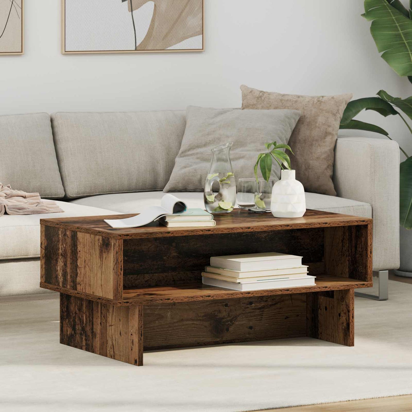 Salontafel Oudhout 80 x 46 x 35 cm Bewerkt hout is nu te koop bij PeponiXL, paradijselijk wonen!