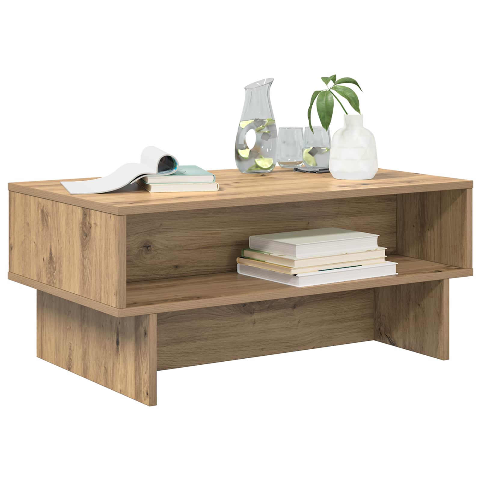 Salontafel Artisan Eiken 80 x 46 x 35 cm Bewerkt hout is nu te koop bij PeponiXL, paradijselijk wonen!