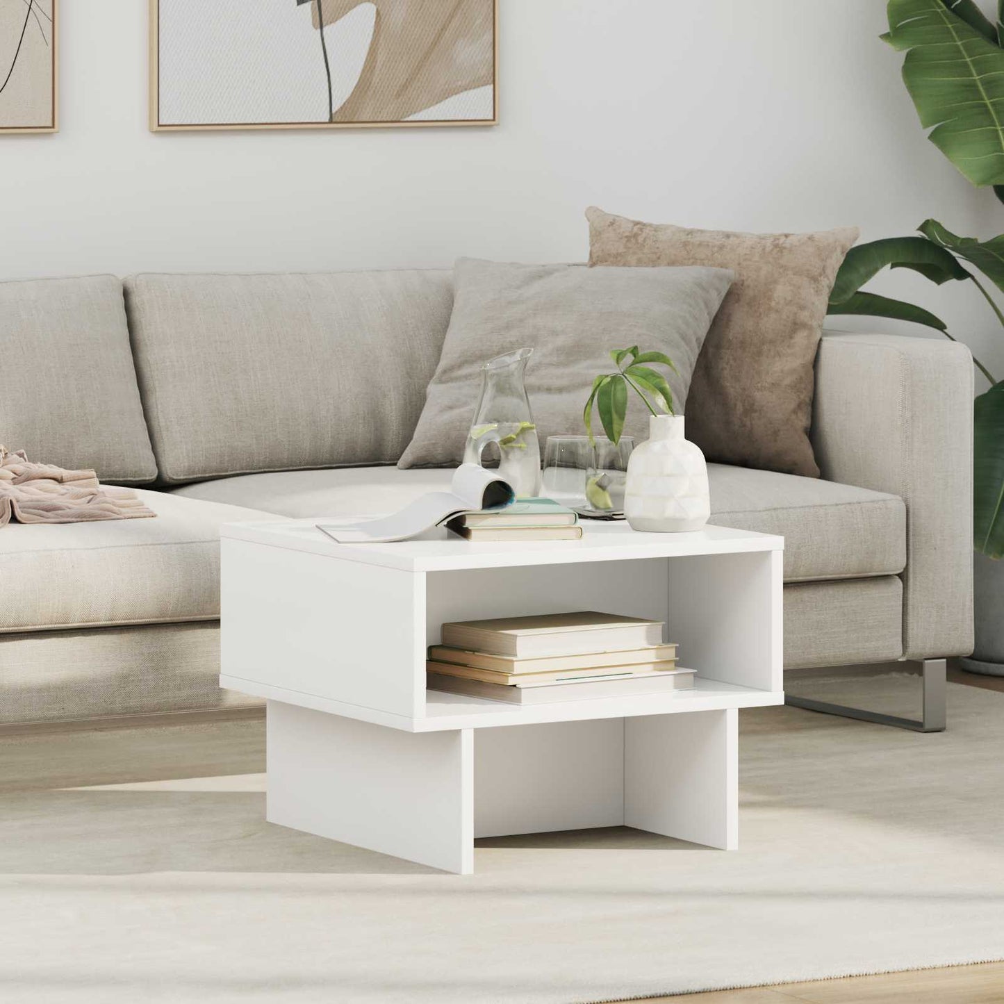 Salontafel Wit 48 x 46 x 35 cm Bewerkt hout is nu te koop bij PeponiXL, paradijselijk wonen!