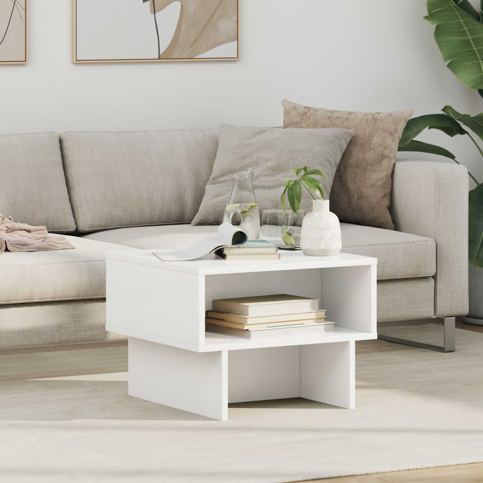 Salontafel Wit 48 x 46 x 35 cm Bewerkt hout is nu te koop bij PeponiXL, paradijselijk wonen!