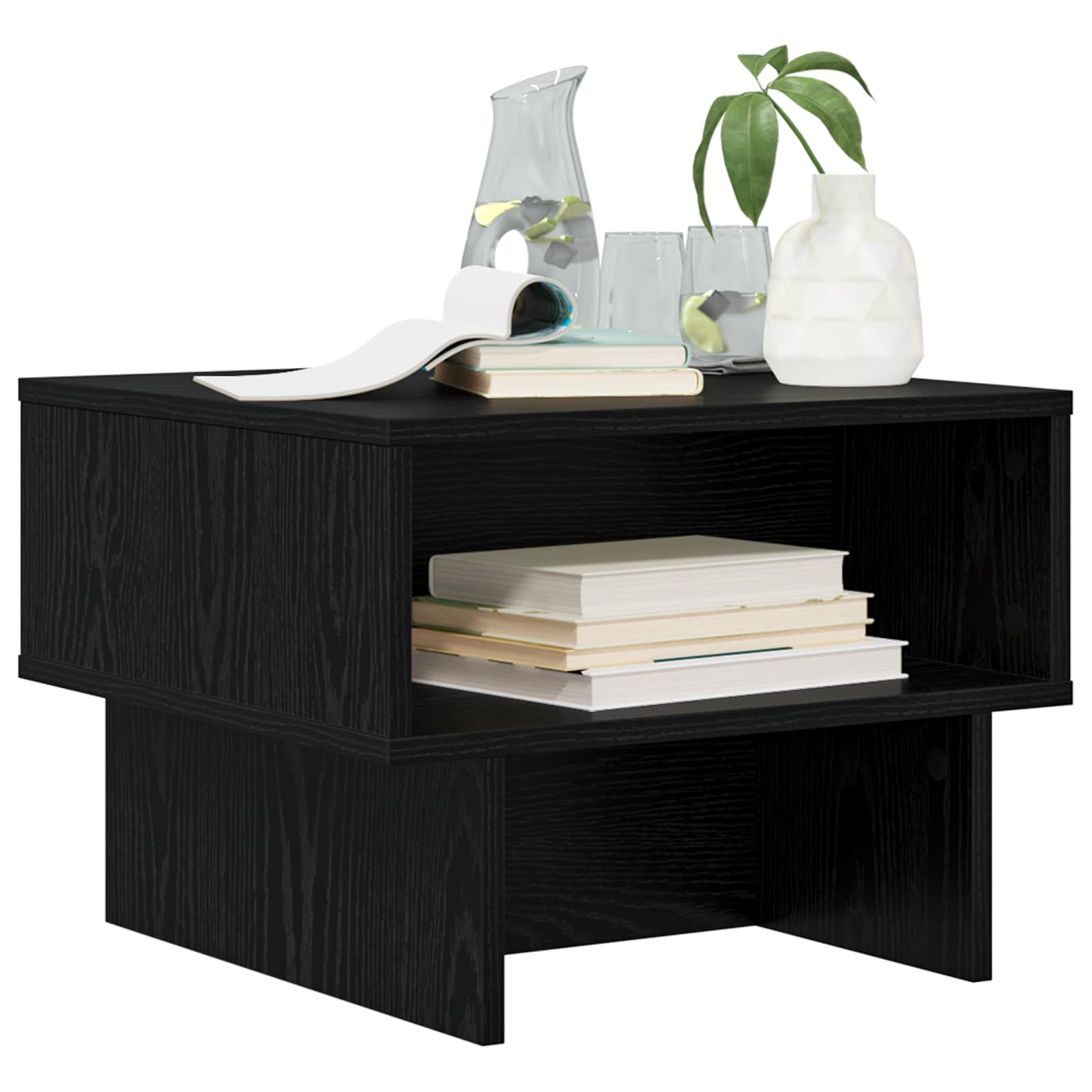 Salontafel Zwart Eiken 48 x 46 x 35 cm Bewerkt hout is nu te koop bij PeponiXL, paradijselijk wonen!