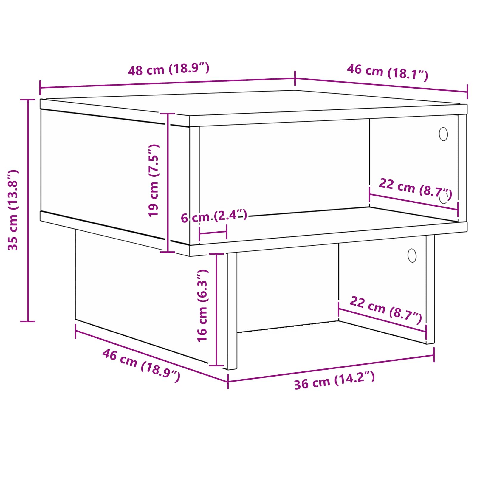 Salontafel Zwart Eiken 48 x 46 x 35 cm Bewerkt hout is nu te koop bij PeponiXL, paradijselijk wonen!