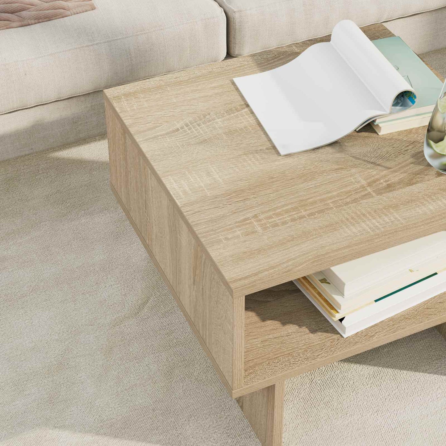 Salontafel Sonoma Eiken 48 x 46 x 35 cm Bewerkt hout is nu te koop bij PeponiXL, paradijselijk wonen!