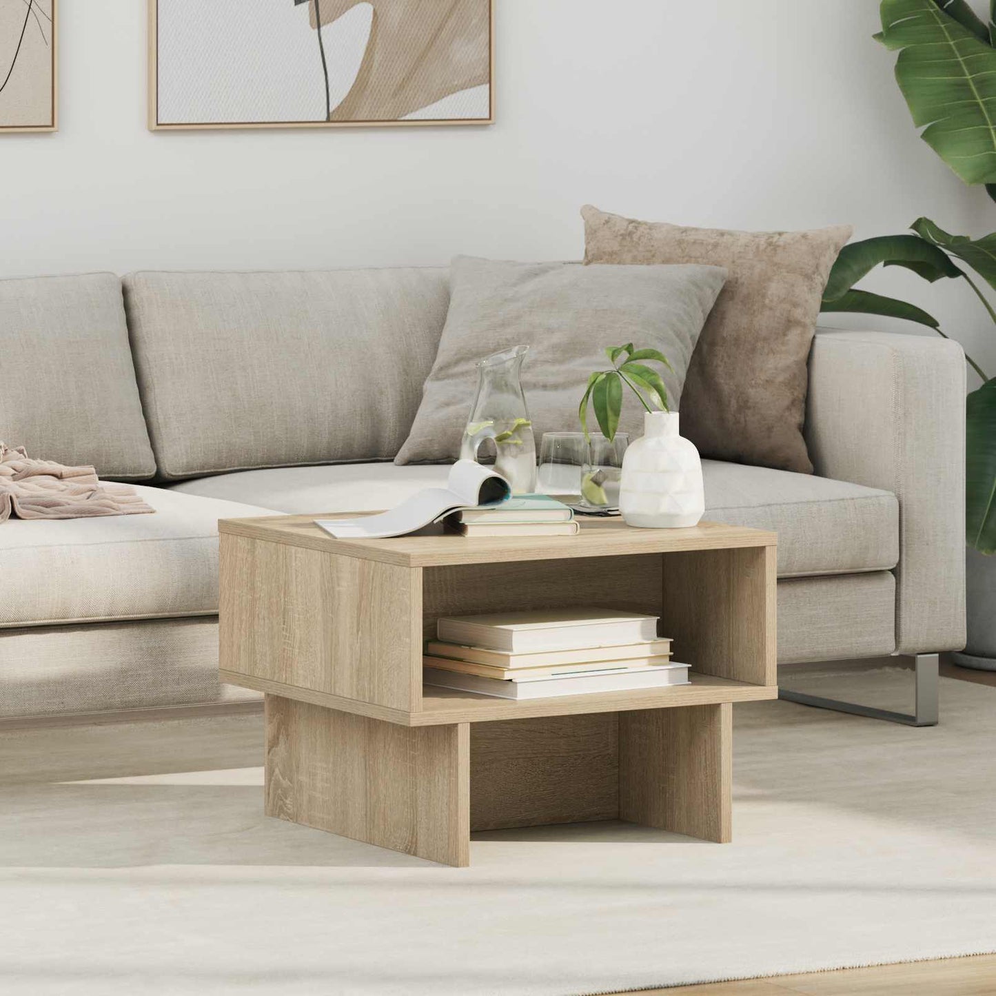 Salontafel Sonoma Eiken 48 x 46 x 35 cm Bewerkt hout is nu te koop bij PeponiXL, paradijselijk wonen!