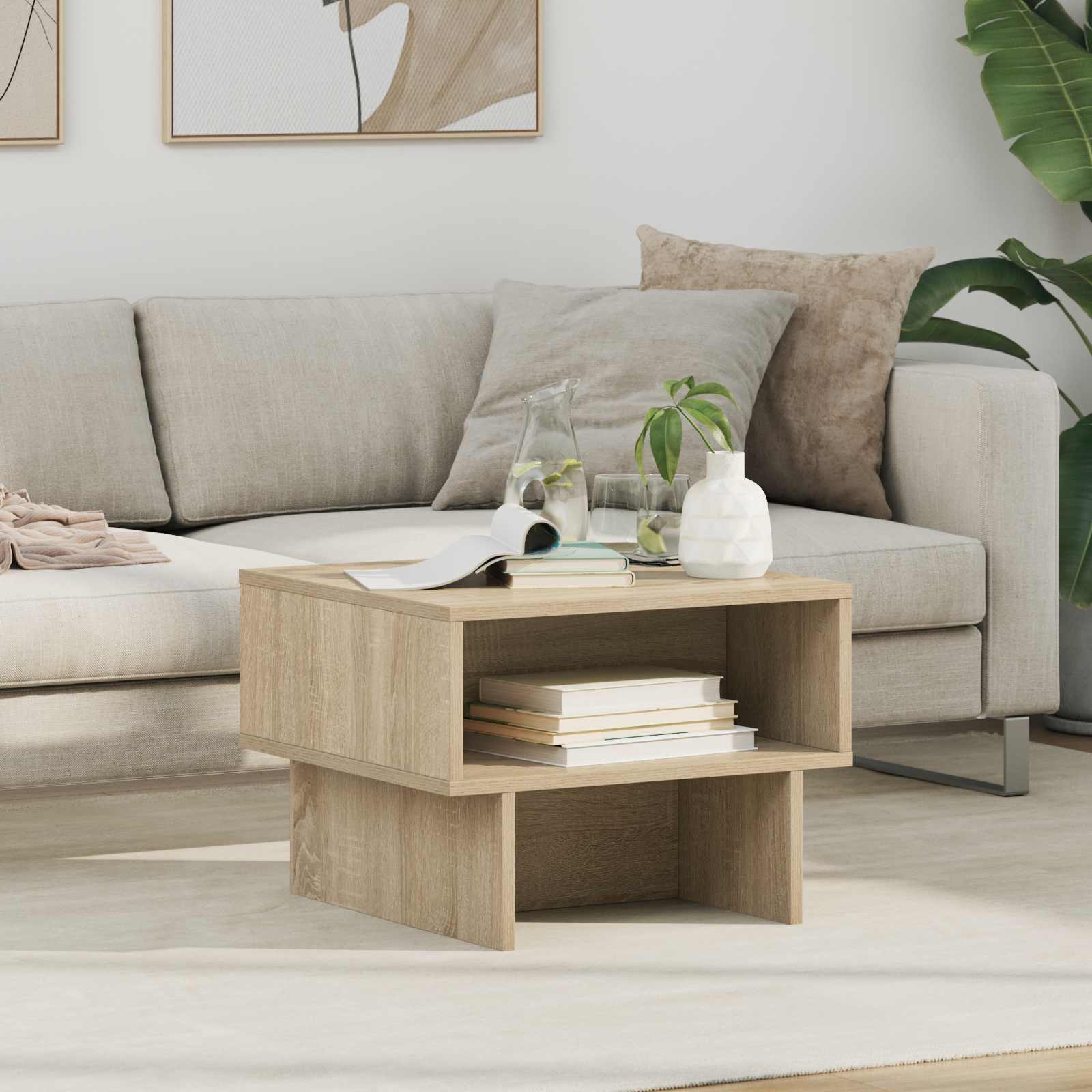 Salontafel Sonoma Eiken 48 x 46 x 35 cm Bewerkt hout is nu te koop bij PeponiXL, paradijselijk wonen!