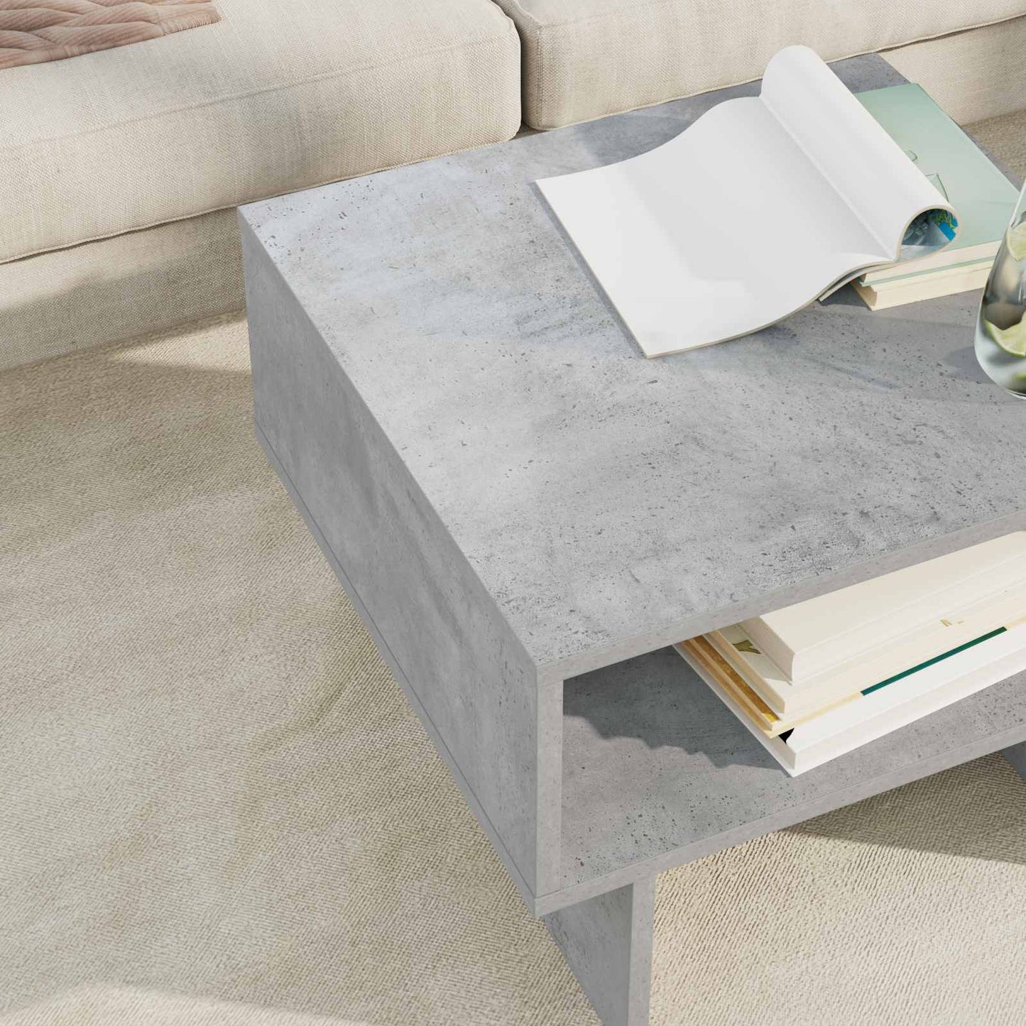 Salontafel Beton Grijs 48 x 46 x 35 cm Bewerkt hout is nu te koop bij PeponiXL, paradijselijk wonen!