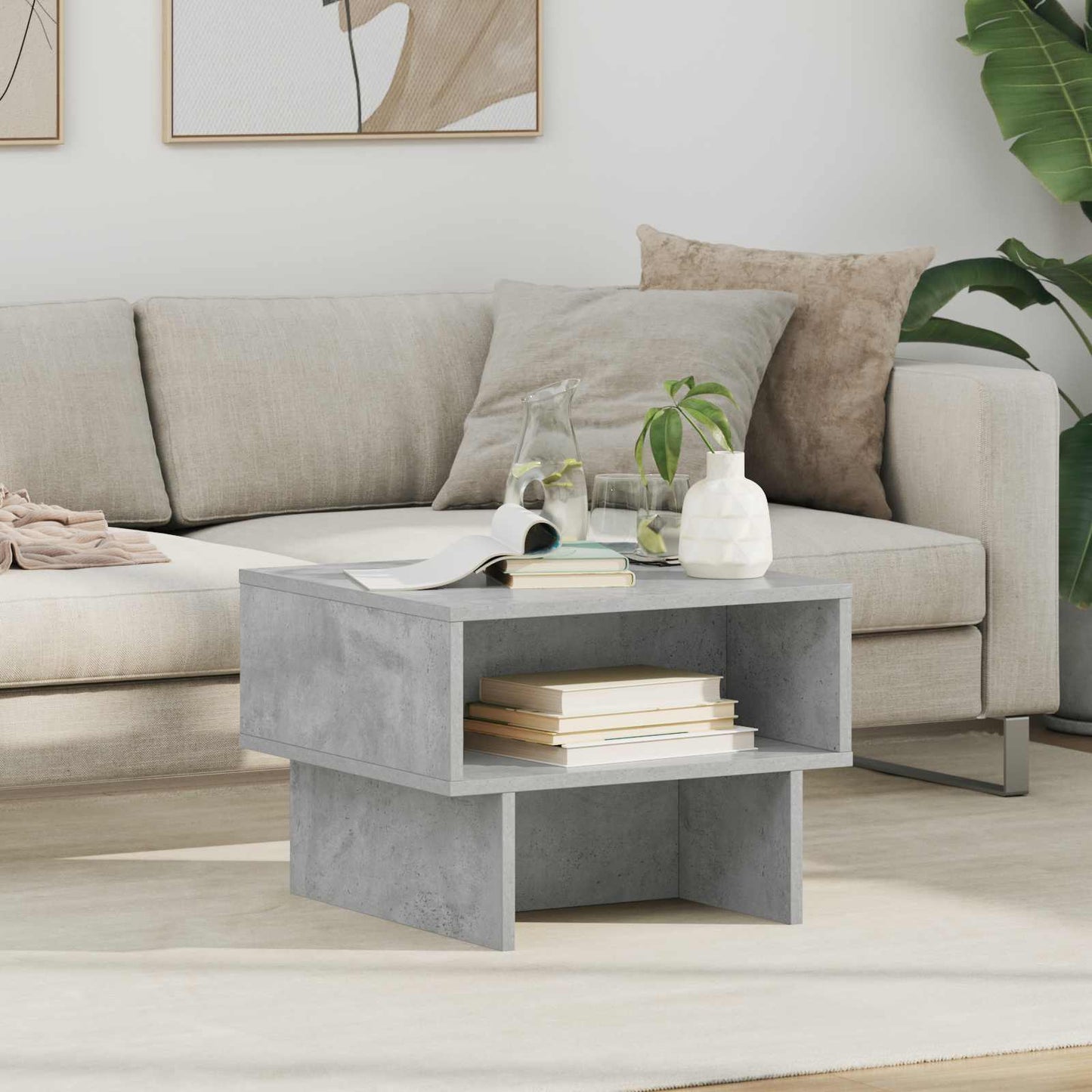 Salontafel Beton Grijs 48 x 46 x 35 cm Bewerkt hout is nu te koop bij PeponiXL, paradijselijk wonen!