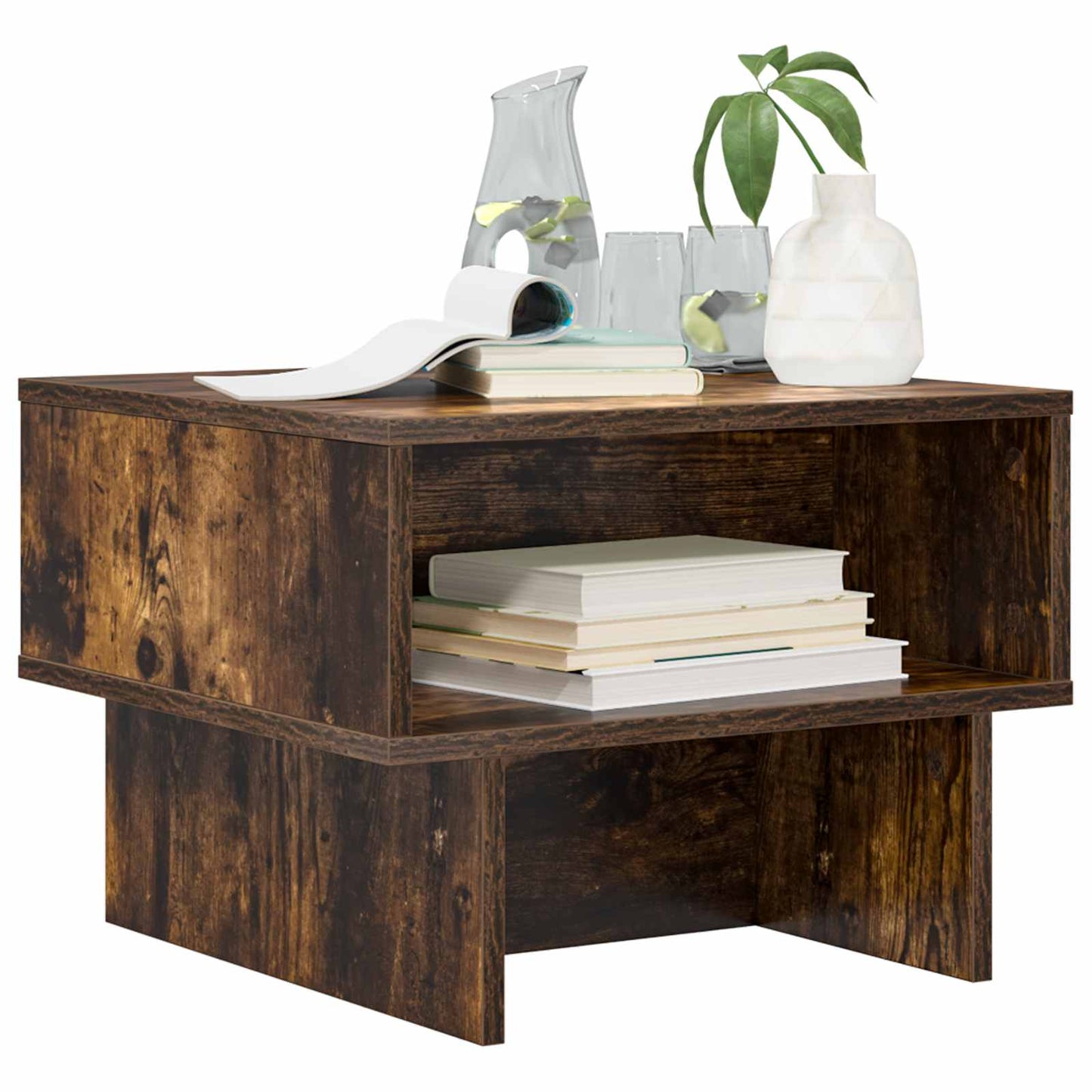 Salontafel Gerookt eiken 48 x 46 x 35 cm Bewerkt hout is nu te koop bij PeponiXL, paradijselijk wonen!