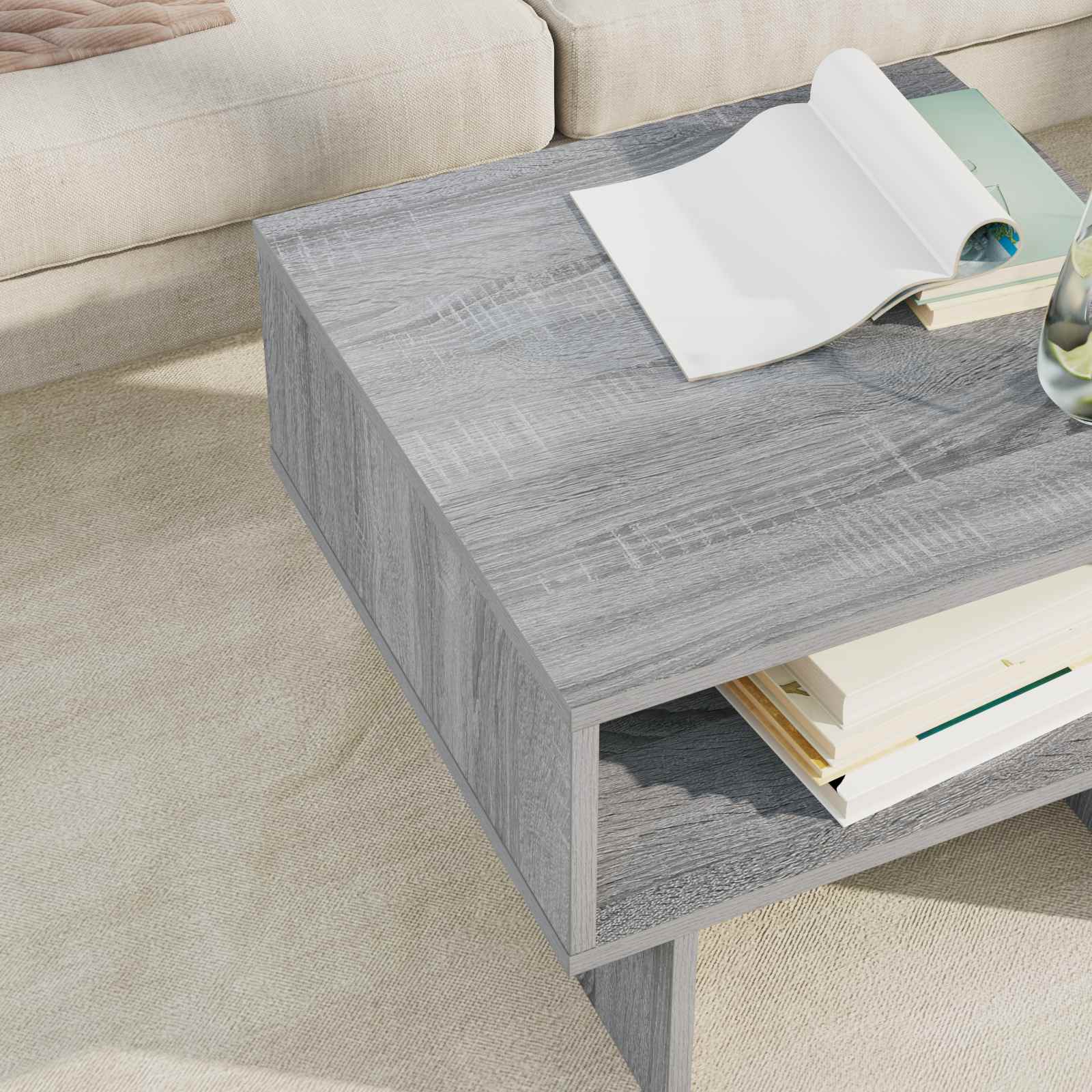 Salontafel Grijs Sonoma 48 x 46 x 35 cm Bewerkt hout is nu te koop bij PeponiXL, paradijselijk wonen!