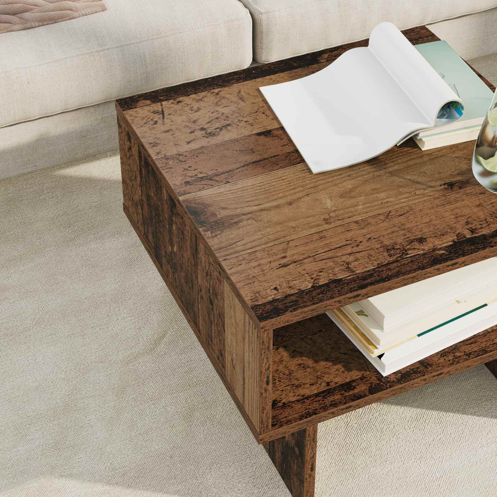 Salontafel Oudhout 48 x 46 x 35 cm Bewerkt hout is nu te koop bij PeponiXL, paradijselijk wonen!