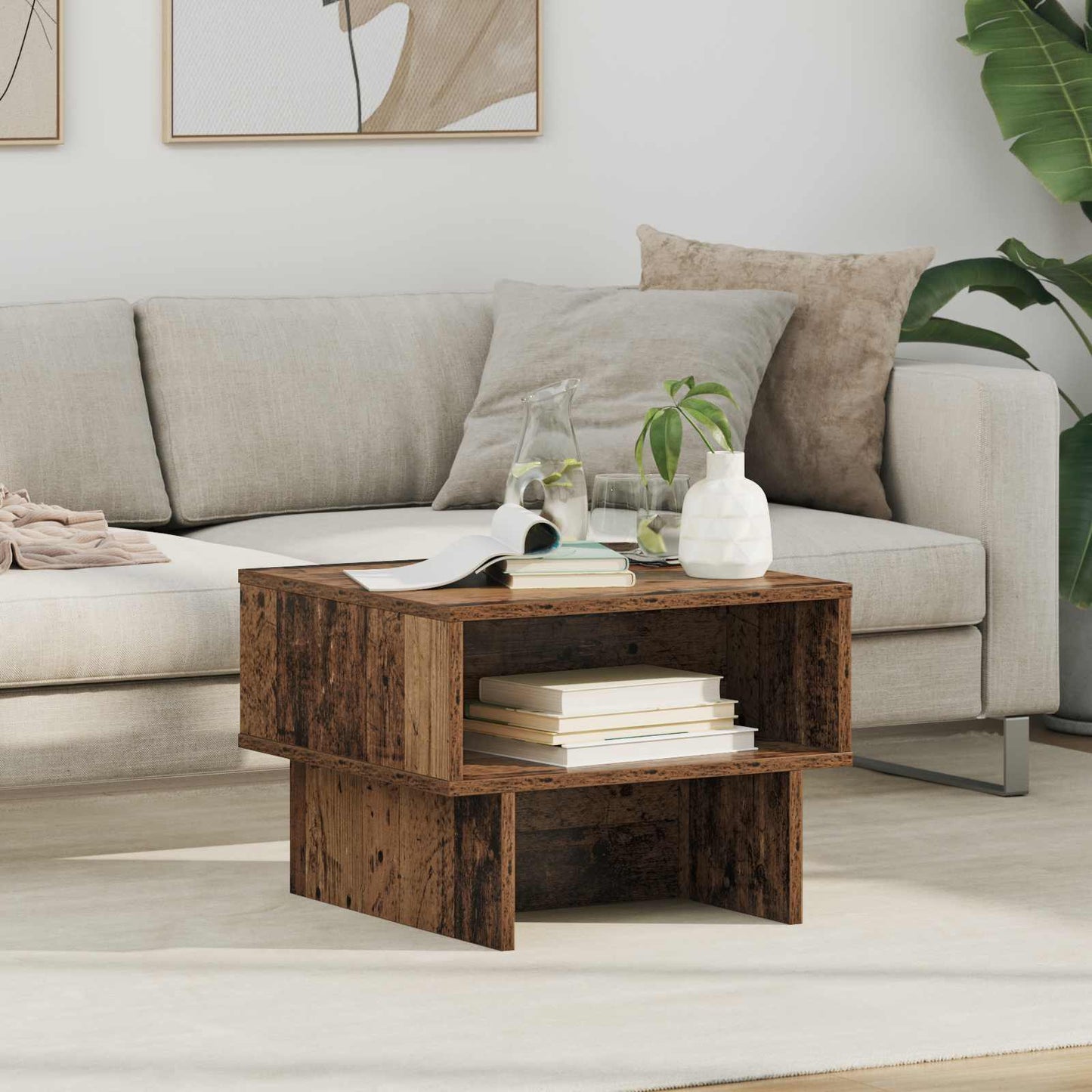 Salontafel Oudhout 48 x 46 x 35 cm Bewerkt hout is nu te koop bij PeponiXL, paradijselijk wonen!