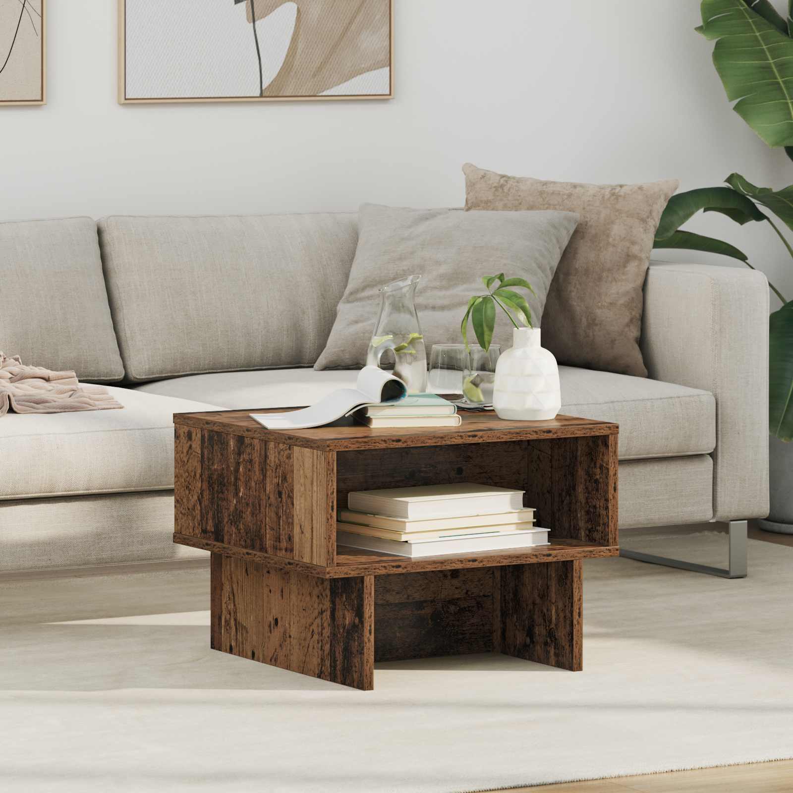 Salontafel Oudhout 48 x 46 x 35 cm Bewerkt hout is nu te koop bij PeponiXL, paradijselijk wonen!