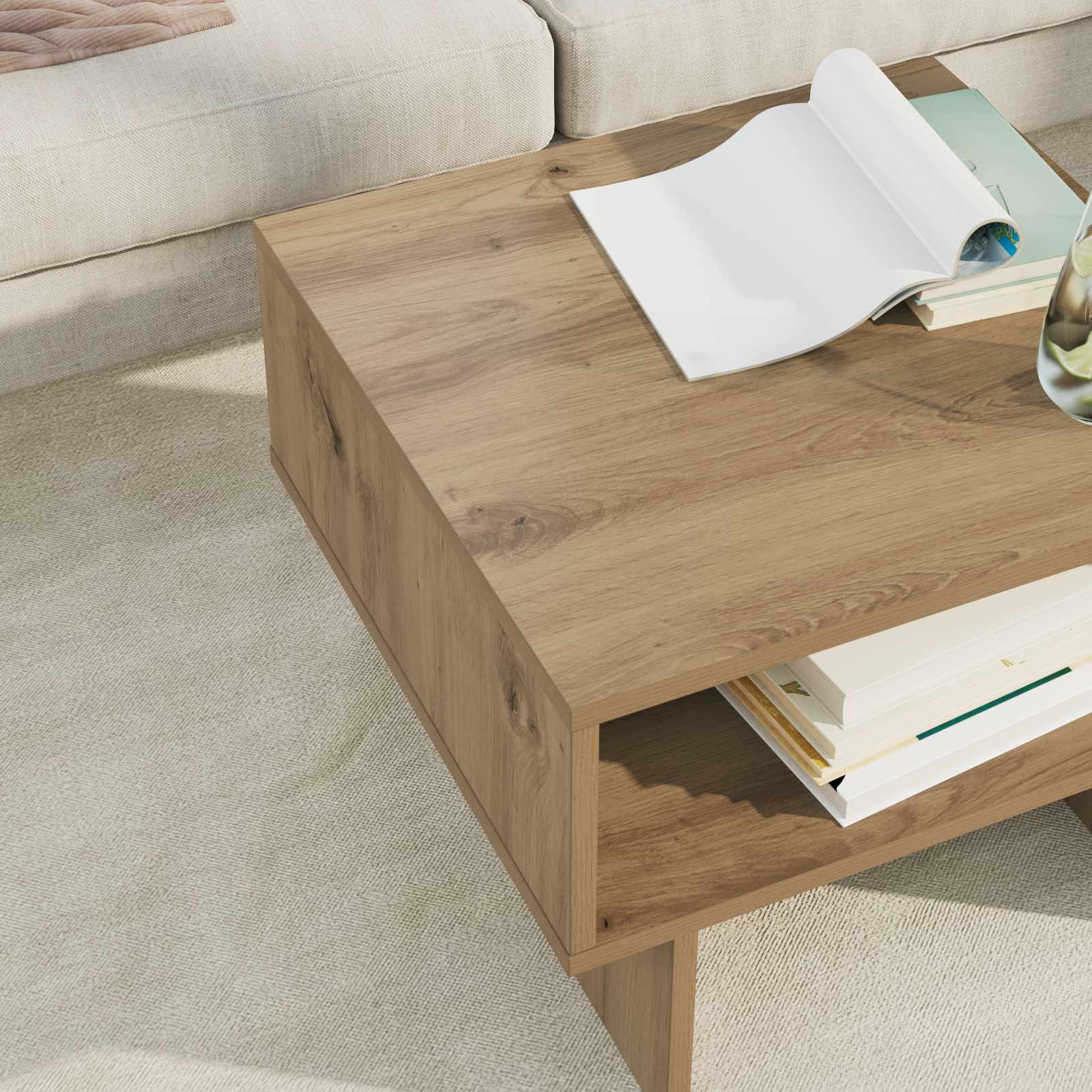 Salontafel Artisan Eiken 48 x 46 x 35 cm Bewerkt hout is nu te koop bij PeponiXL, paradijselijk wonen!