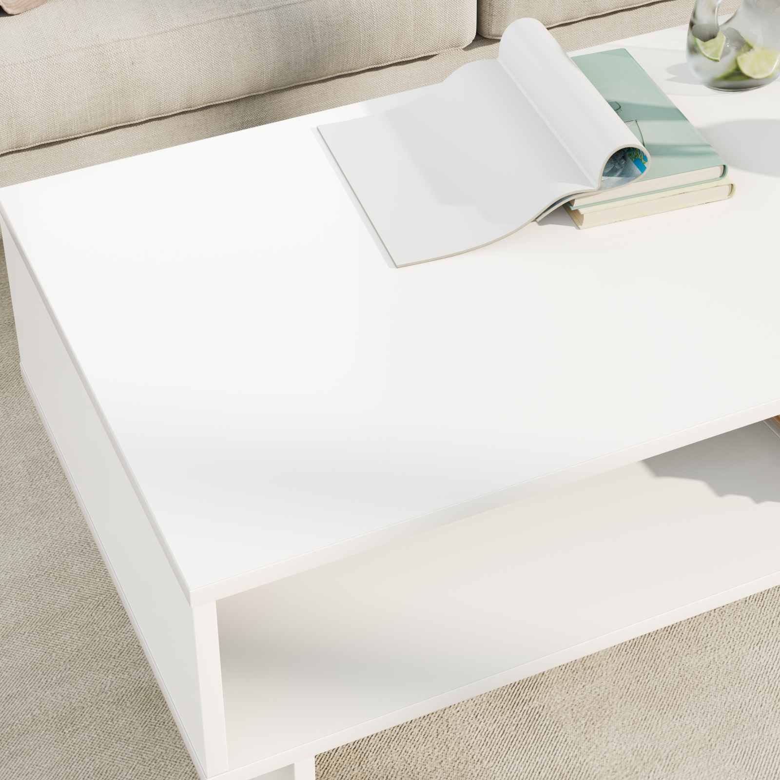 Salontafel Wit 100 x 46 x 35 cm Bewerkt hout is nu te koop bij PeponiXL, paradijselijk wonen!