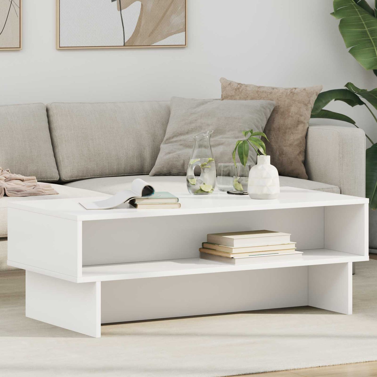 Salontafel Wit 100 x 46 x 35 cm Bewerkt hout is nu te koop bij PeponiXL, paradijselijk wonen!