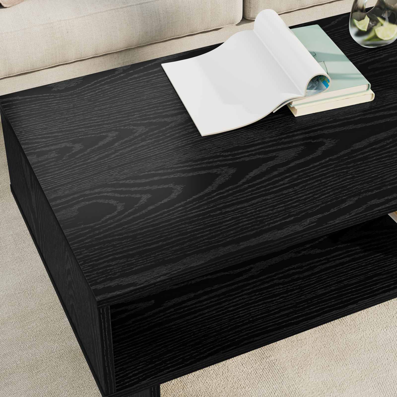 Salontafel Zwart Eiken 100 x 46 x 35 cm Bewerkt hout is nu te koop bij PeponiXL, paradijselijk wonen!
