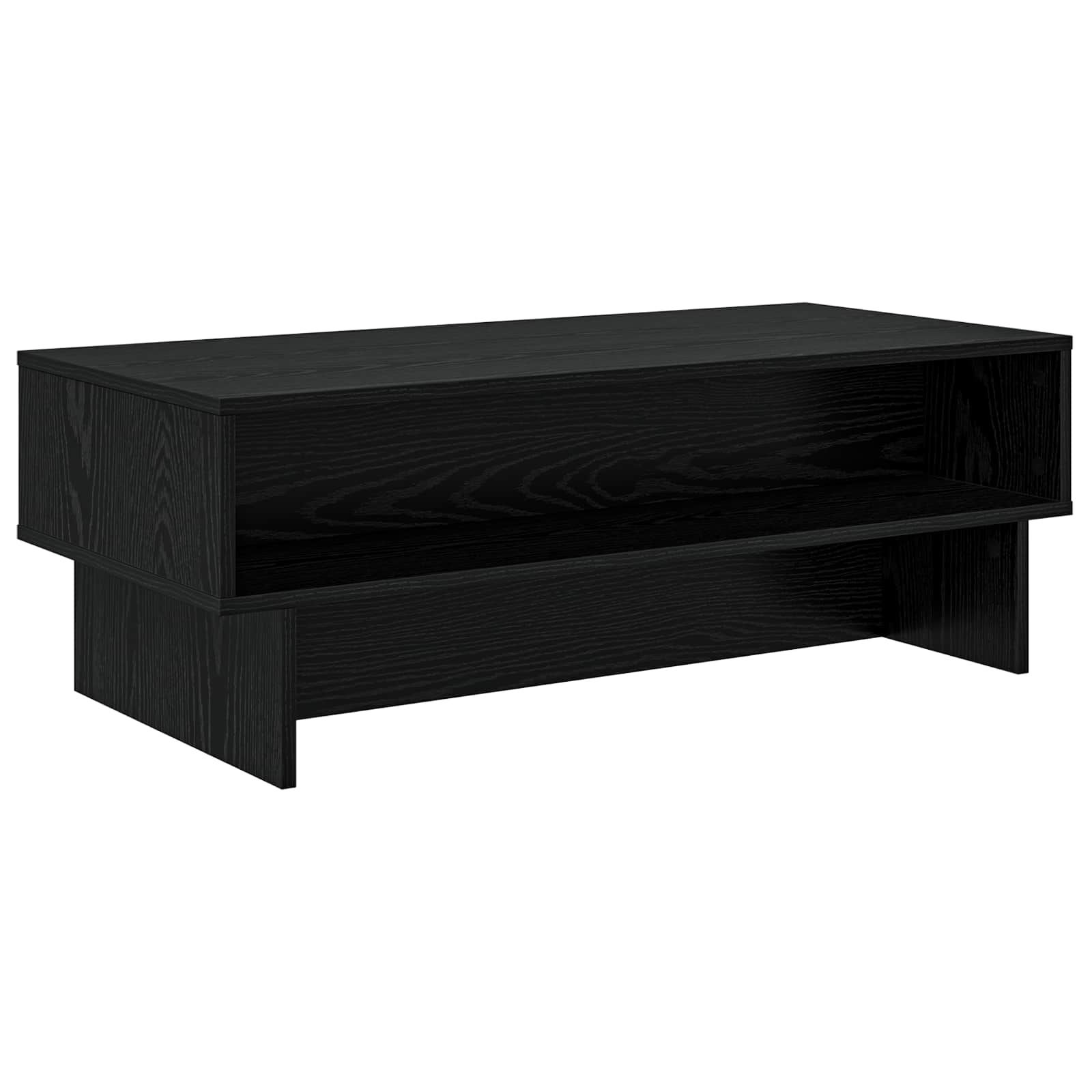 Salontafel Zwart Eiken 100 x 46 x 35 cm Bewerkt hout is nu te koop bij PeponiXL, paradijselijk wonen!