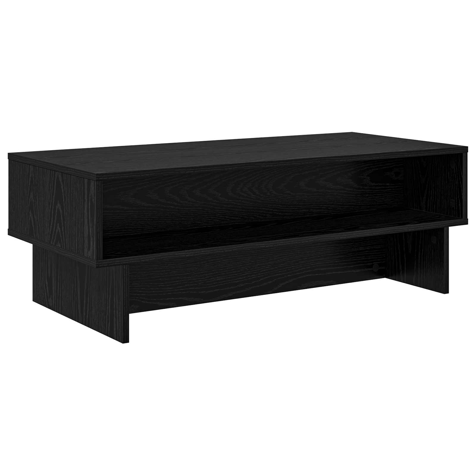 Salontafel Zwart Eiken 100 x 46 x 35 cm Bewerkt hout is nu te koop bij PeponiXL, paradijselijk wonen!