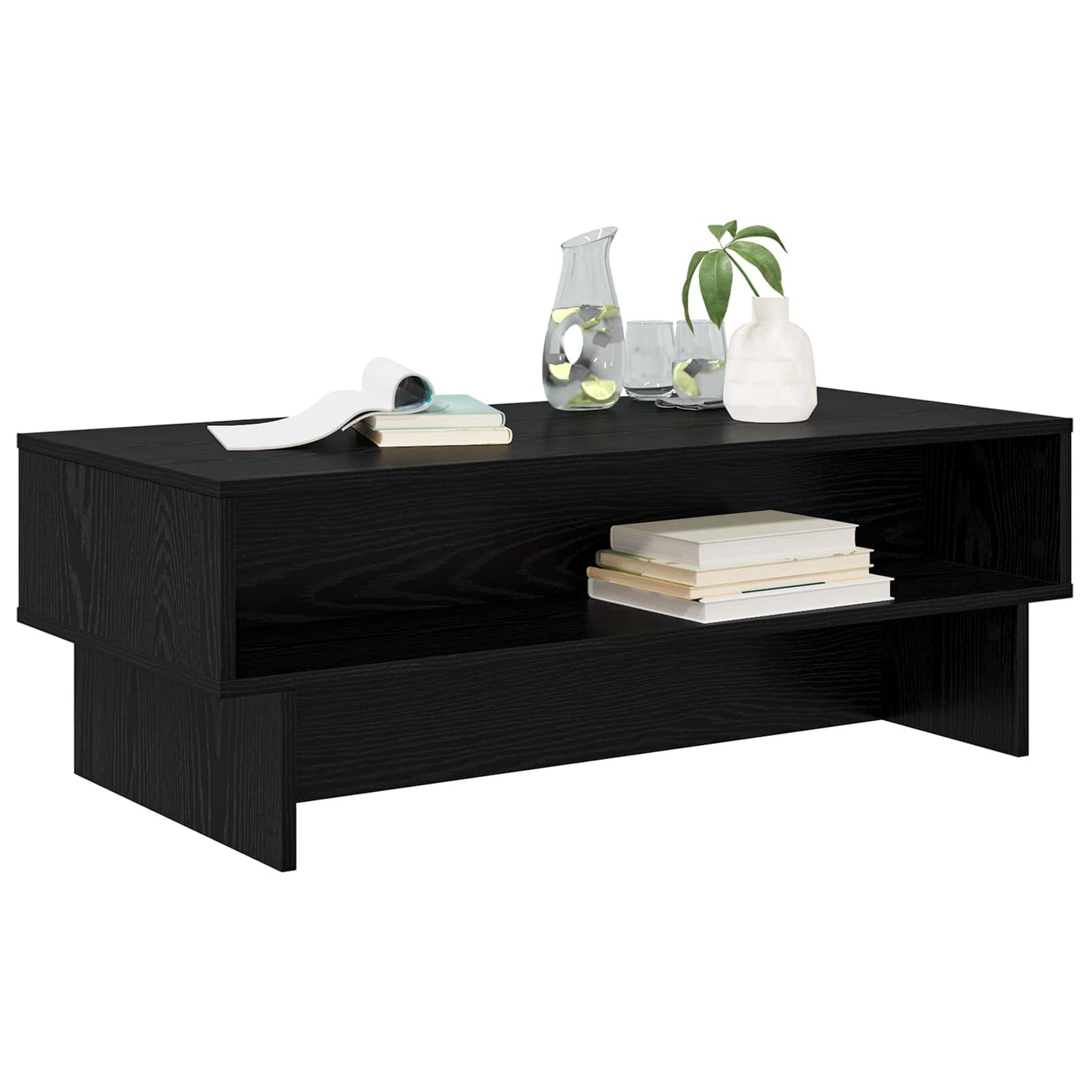 Salontafel Zwart Eiken 100 x 46 x 35 cm Bewerkt hout is nu te koop bij PeponiXL, paradijselijk wonen!
